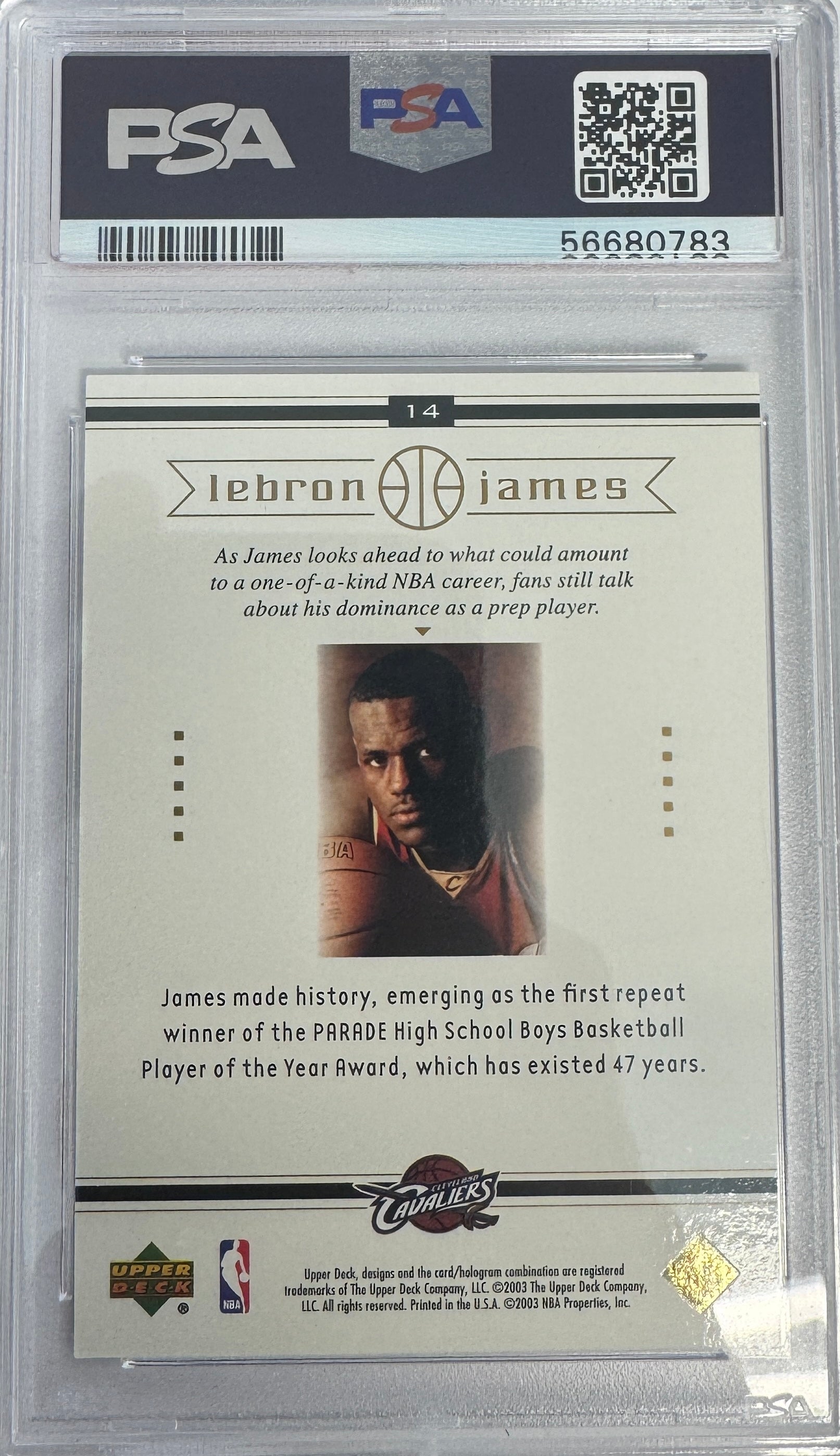 Graded 2003-04 Upper Deck LeBron James #14 Box Set Rookie RC Basketball Card PSA 10 Gem Mint