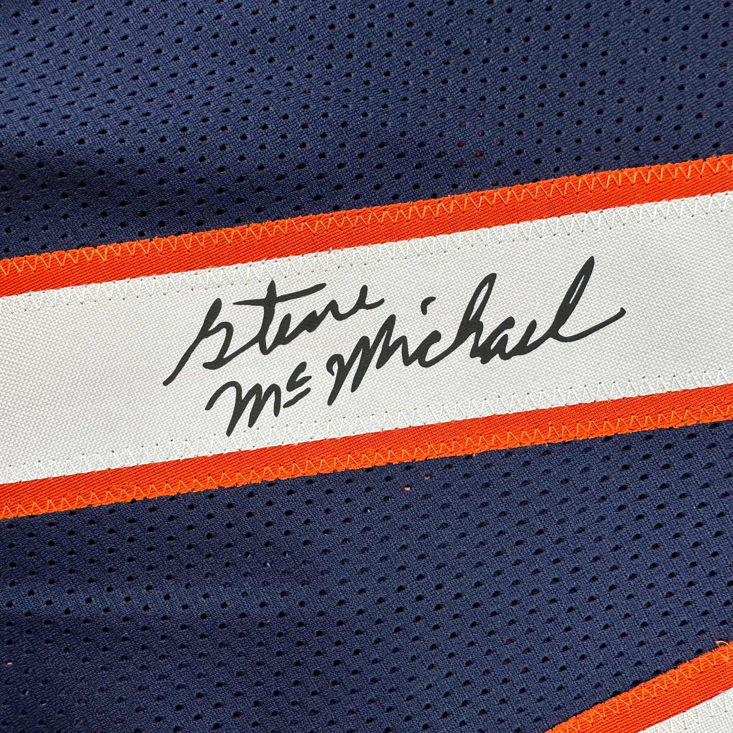 Facsimile Autographed Steve McMichael Chicago Blue Reprint Laser Auto Football Jersey Size Men's XL