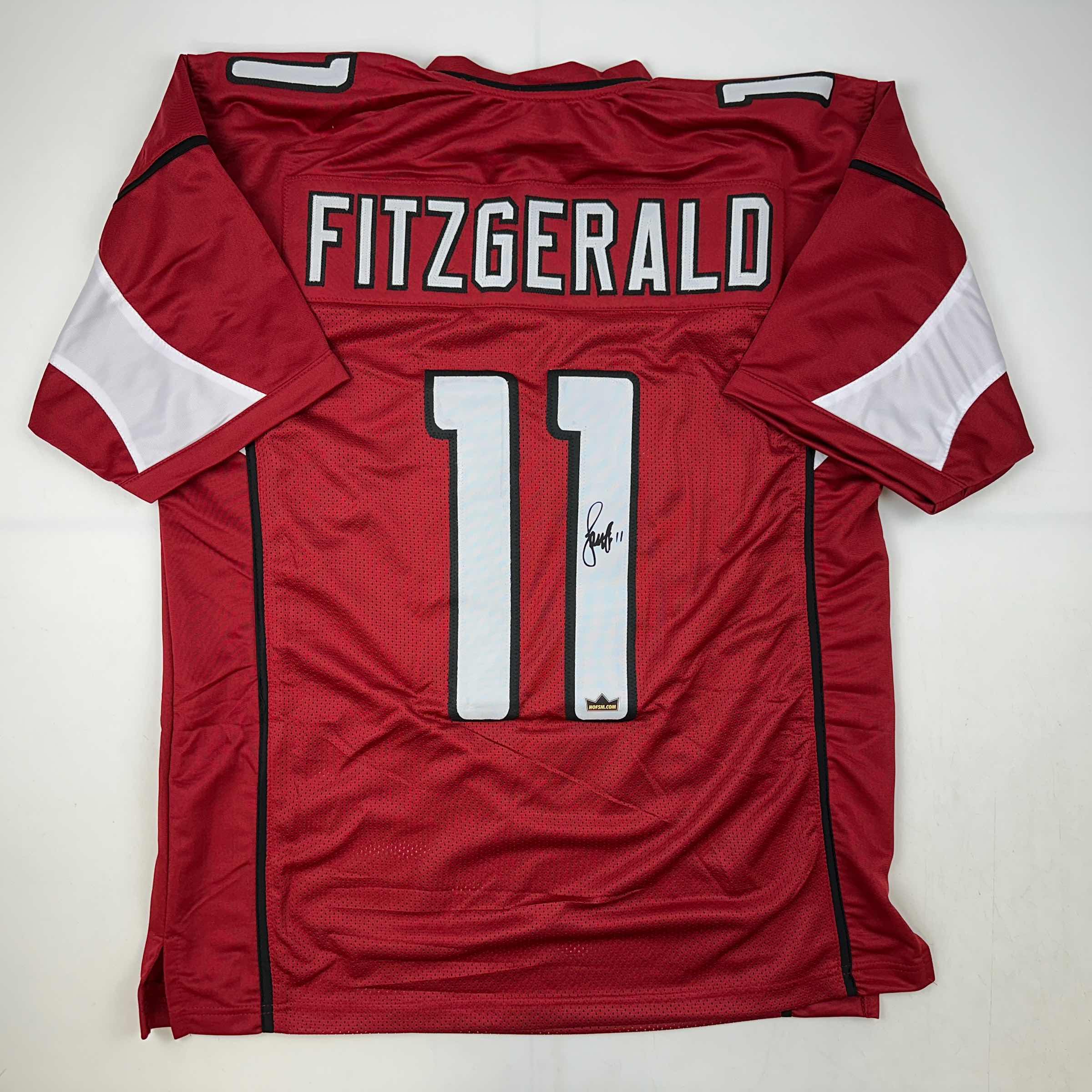 Facsimile Autographed Larry Fitzgerald Arizona Red Reprint Laser Auto Football Jersey Size Men's XL