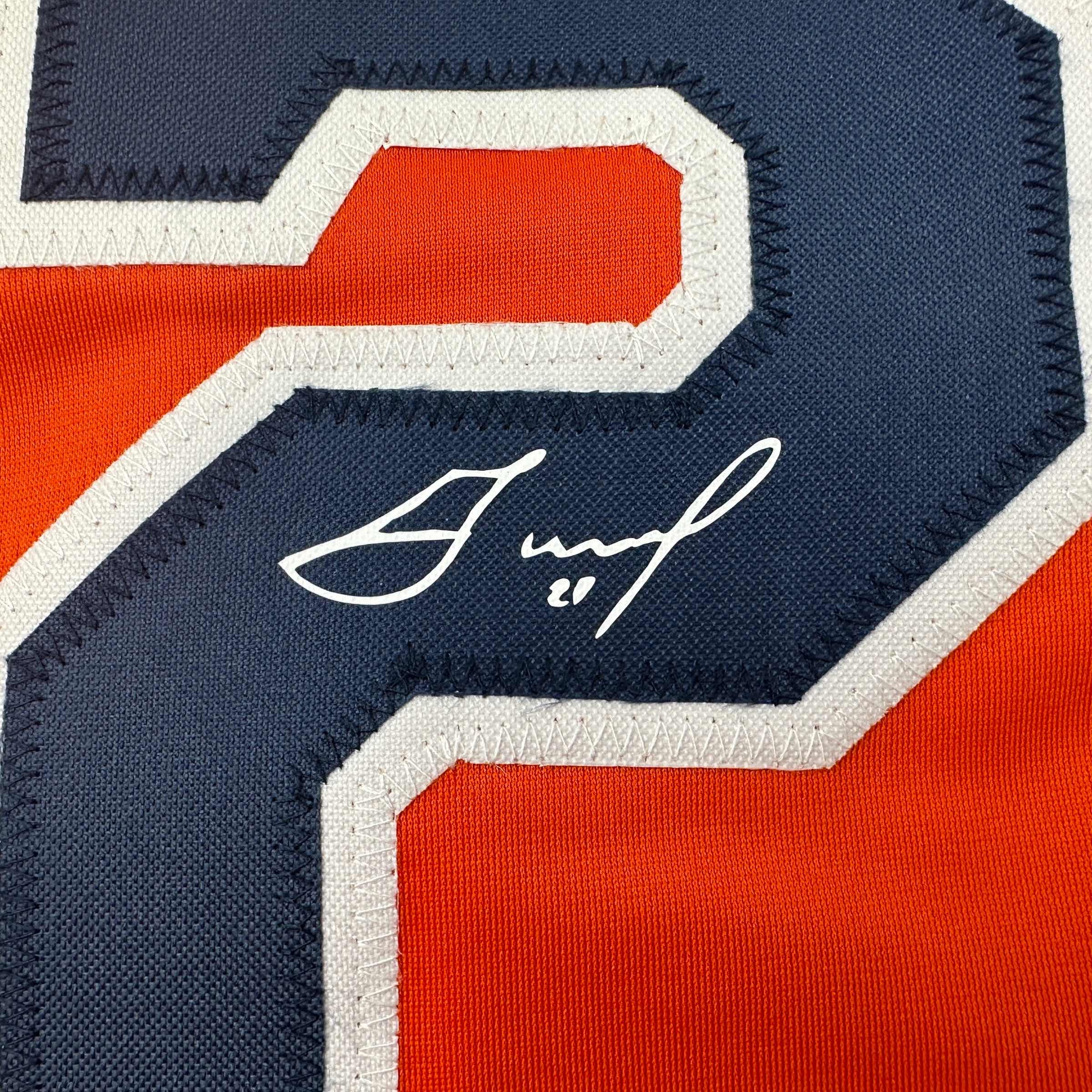 Facsimile Autographed Jose Altuve Houston Orange Reprint Laser Auto Baseball Jersey Size Men's XL