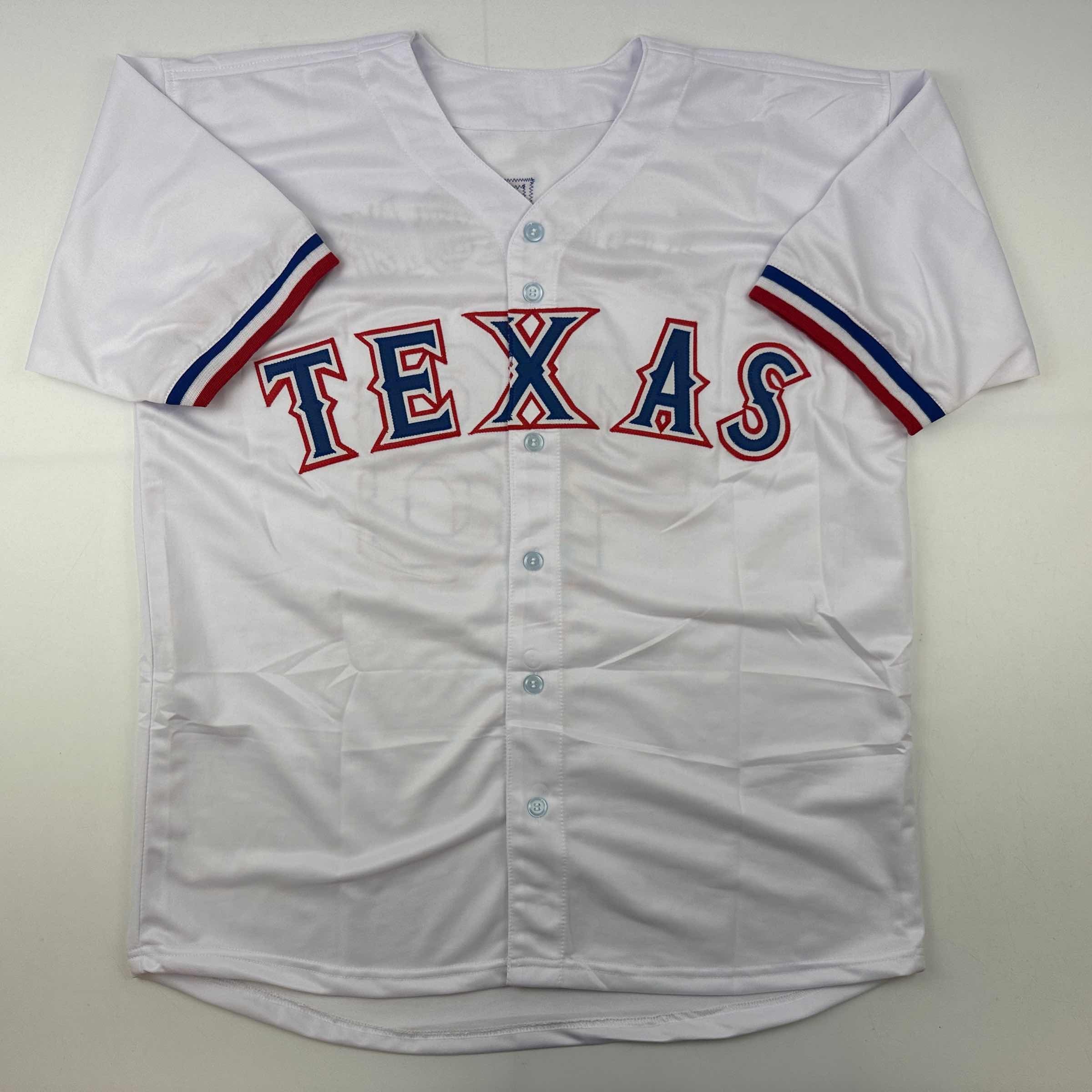 Facsimile Autographed Jacob DeGrom Texas White Reprint Laser Auto Baseball Jersey Size Men's XL