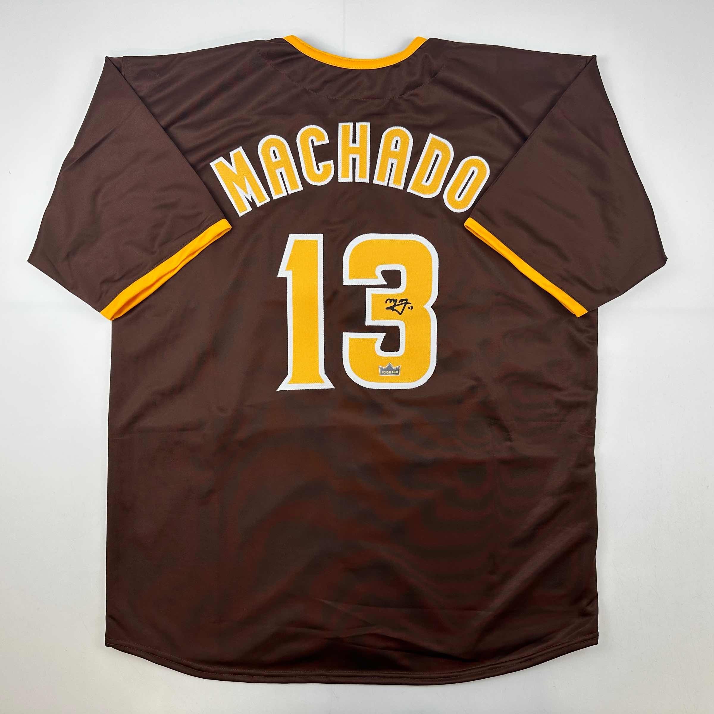 Facsimile Autographed Manny Machado San Diego Brown Reprint Laser Auto Baseball Jersey Size Men's XL