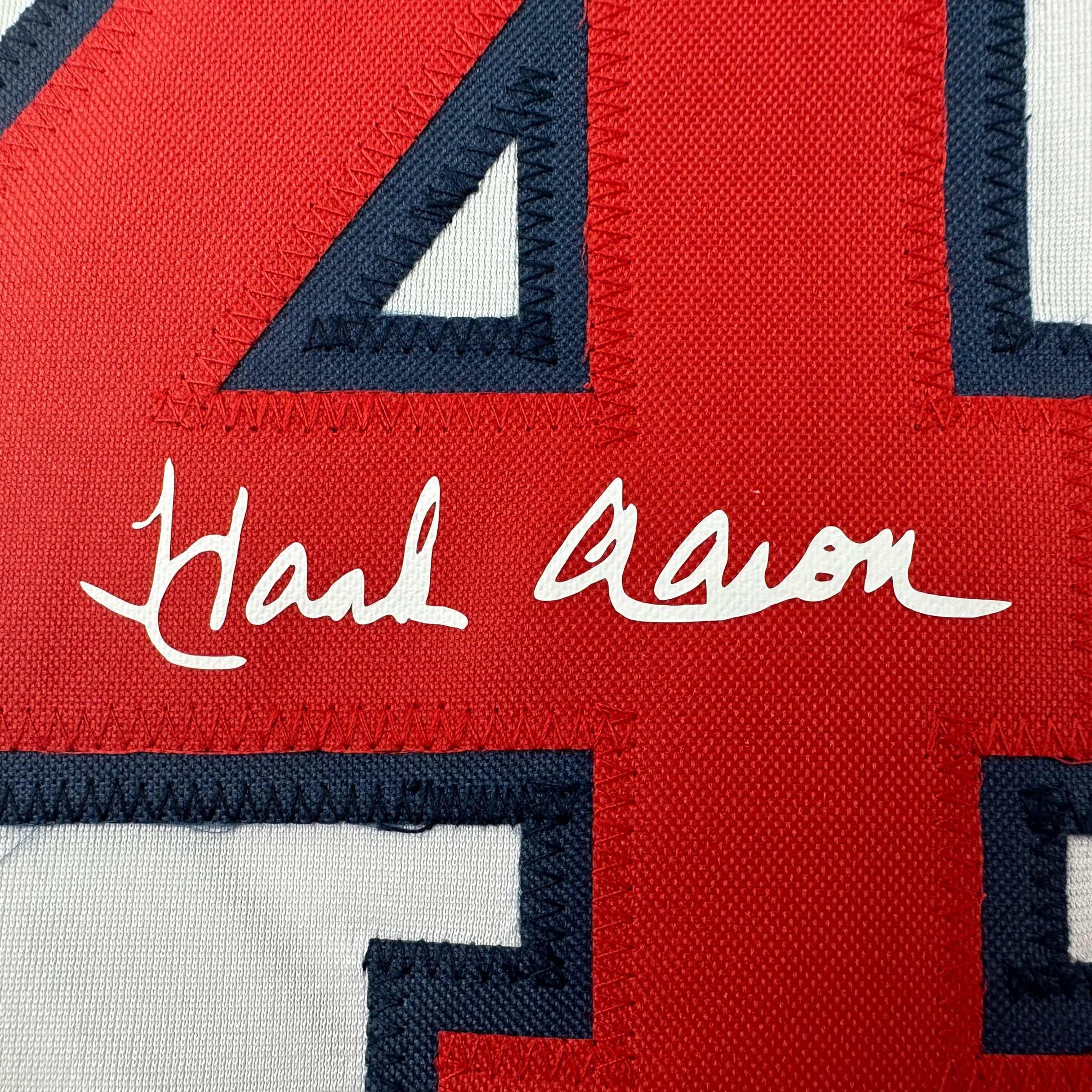 Facsimile Autographed Henry Hank Aaron Atlanta White Reprint Laser Auto Baseball Jersey Size Men's XL