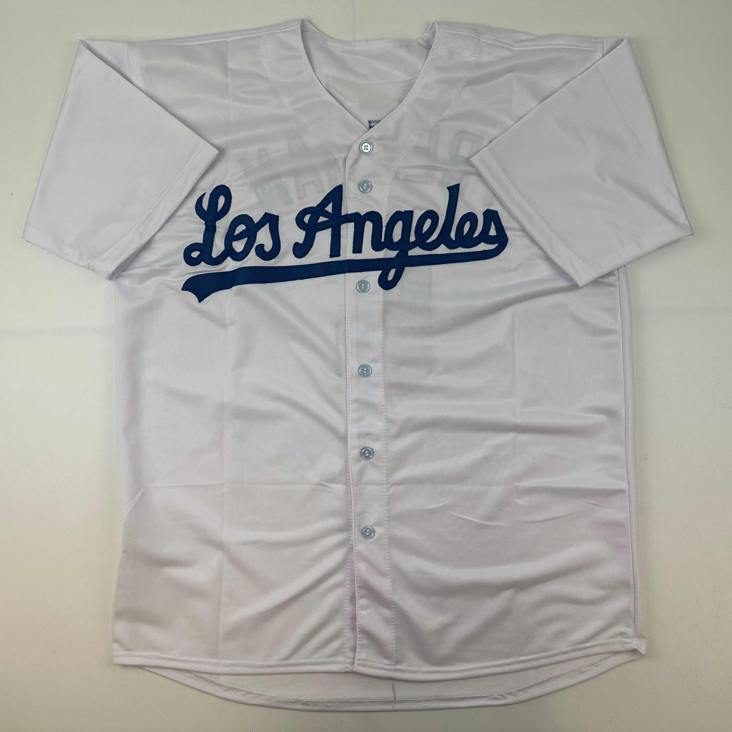 Facsimile Autographed Freddie Freeman Los Angeles LA White Reprint Laser Auto Baseball Jersey Size Men's XL