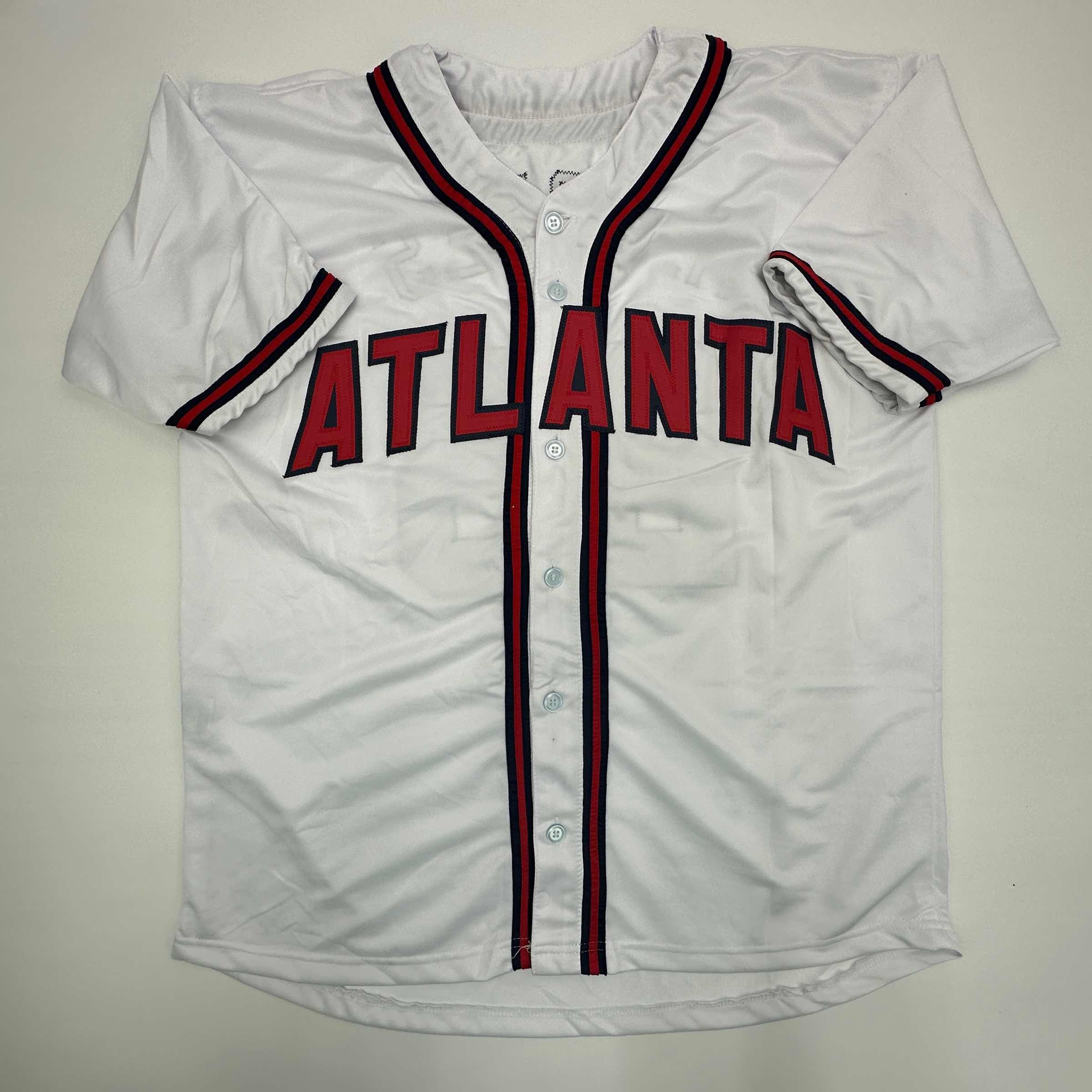 Facsimile Autographed Andruw Jones Atlanta White Reprint Laser Auto Baseball Jersey Size Men's XL