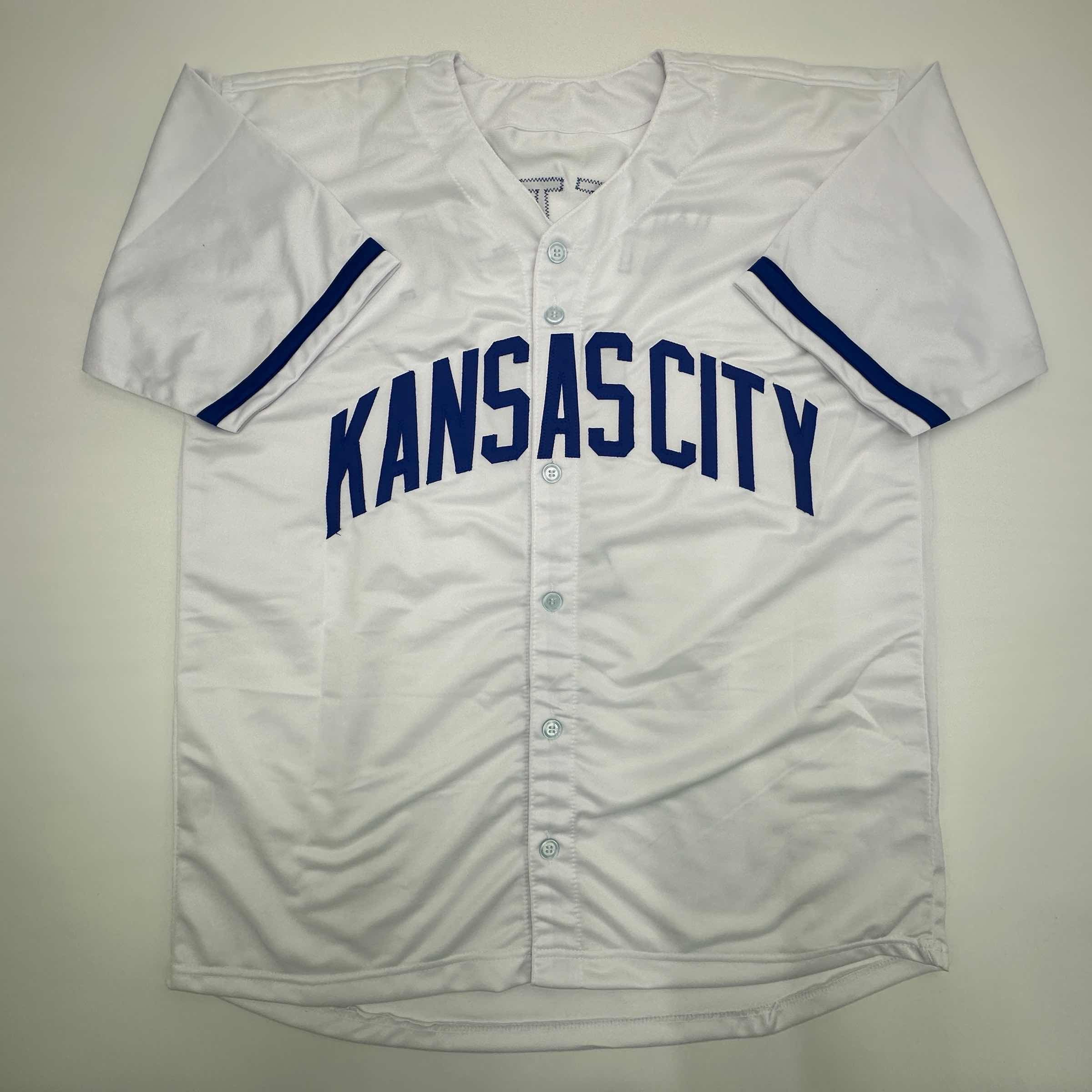 Facsimile Autographed Bobby Witt Jr Kansas City White Reprint Laser Auto Baseball Jersey Size Men's XL