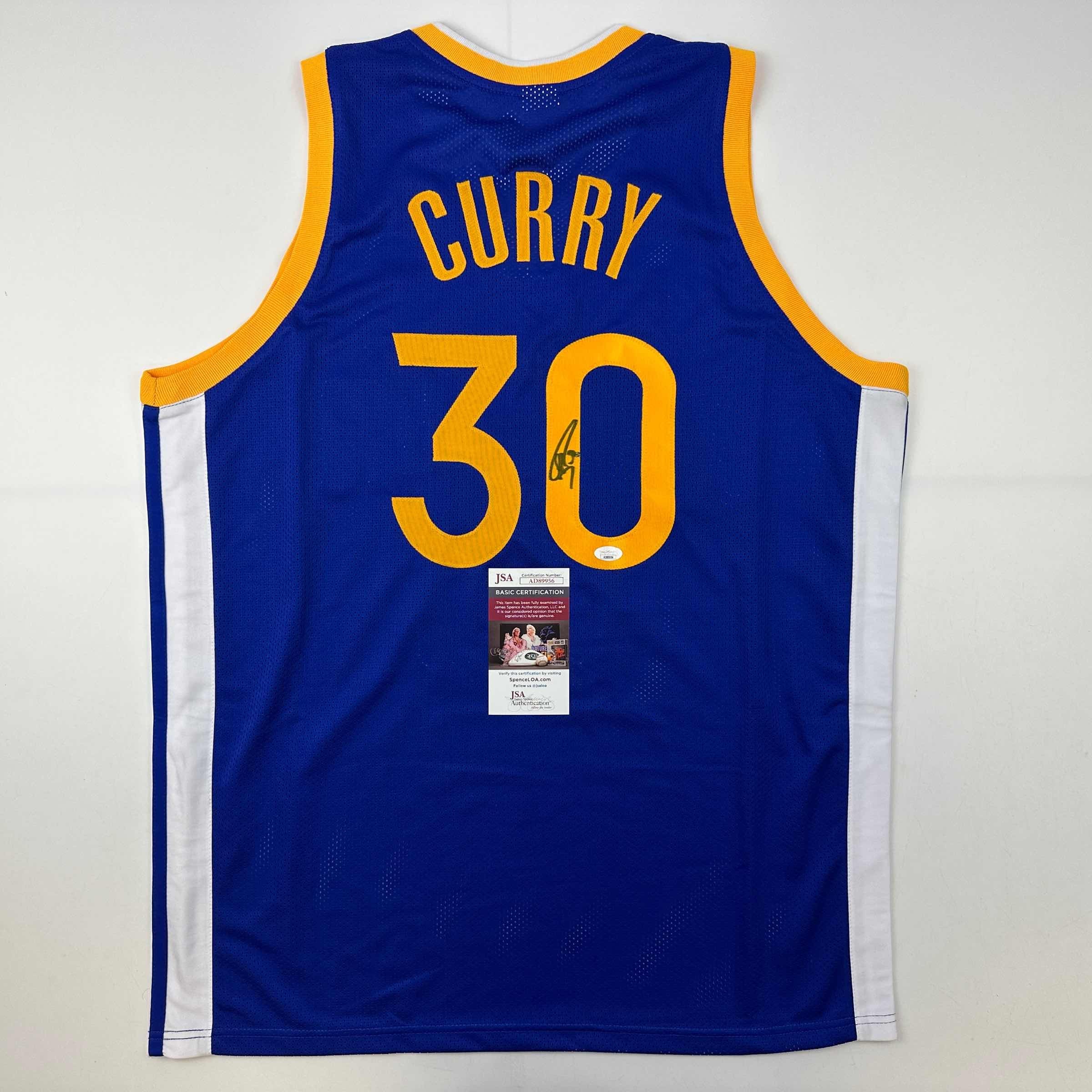 Autographed/Signed Stephen Steph Curry Golden State Blue Basketball Jersey JSA COA