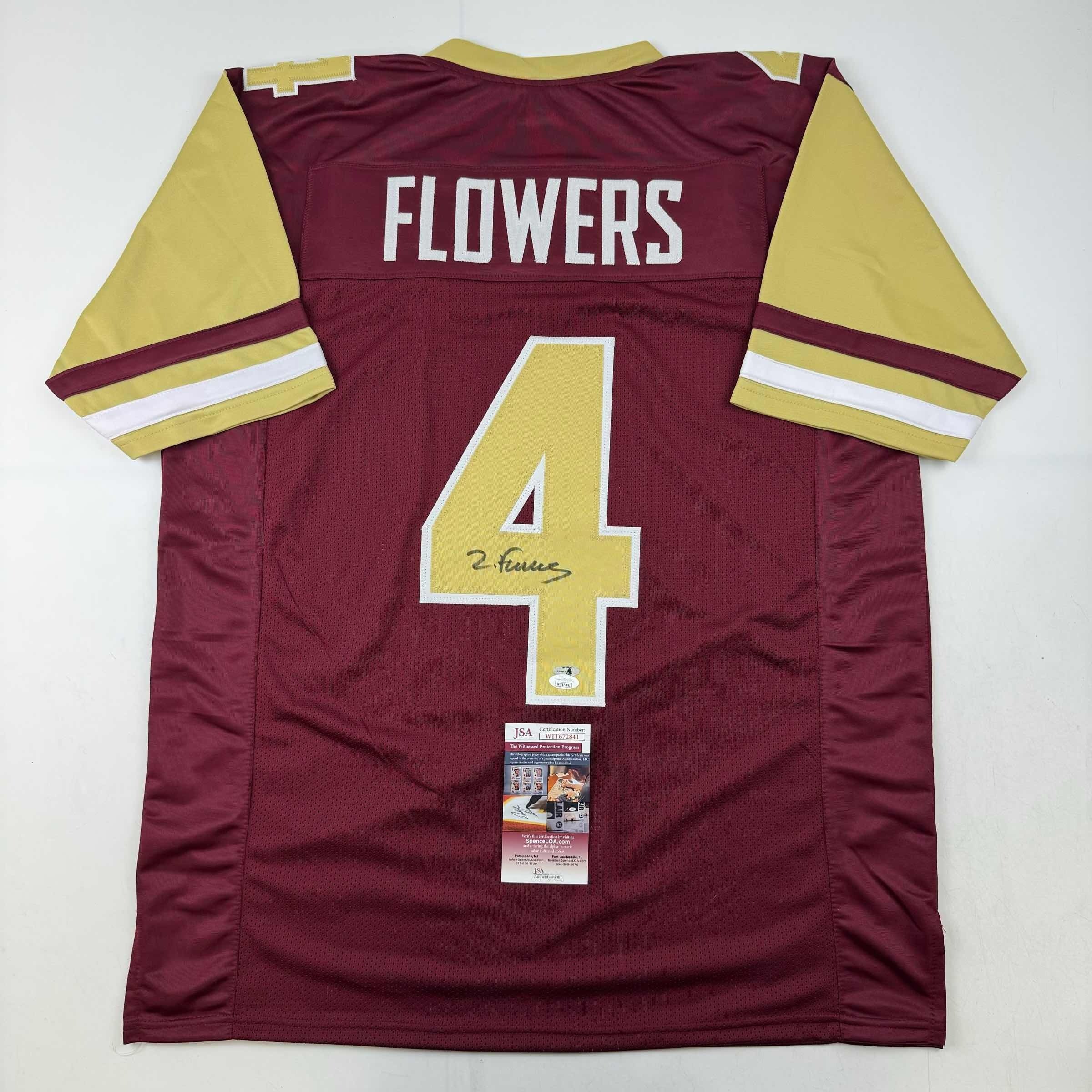 Autographed/Signed Zay Flowers Boston College Maroon Football Jersey Beckett BAS COA