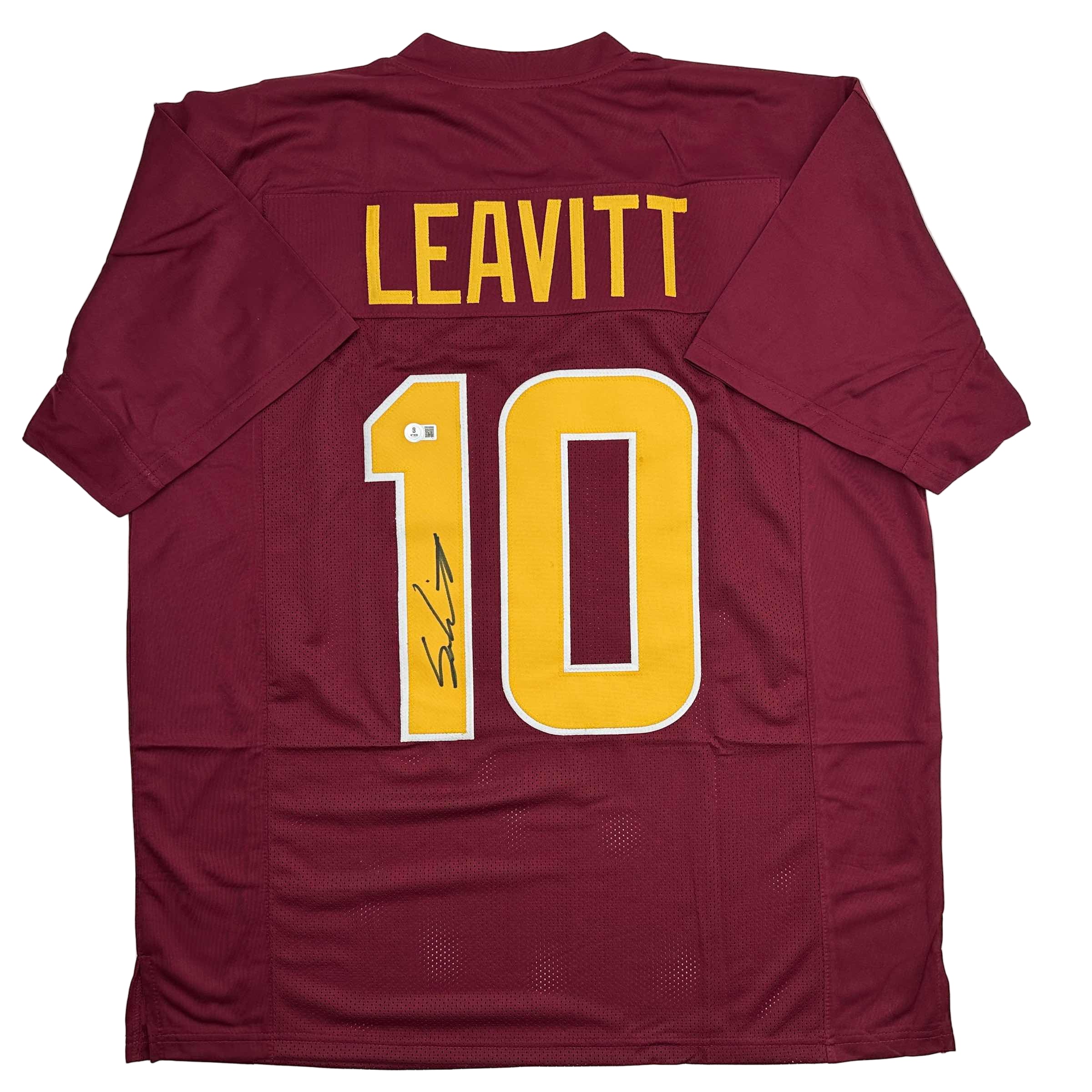 Autographed/Signed Sam Leavitt Arizona State Maroon College Football Jersey Beckett BAS COA