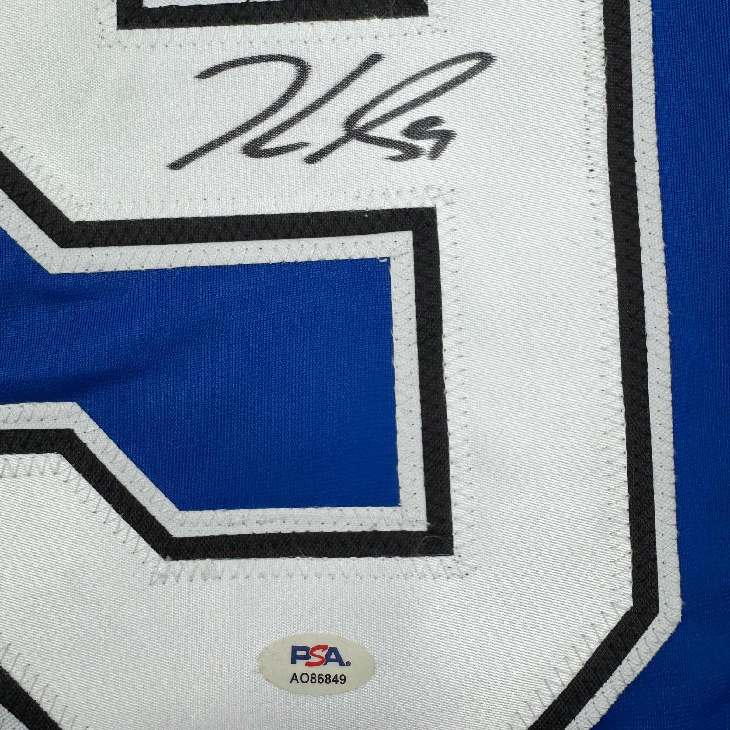 Autographed/Signed Jake Guentzel Tampa Bay Blue Hockey Jersey PSA COA