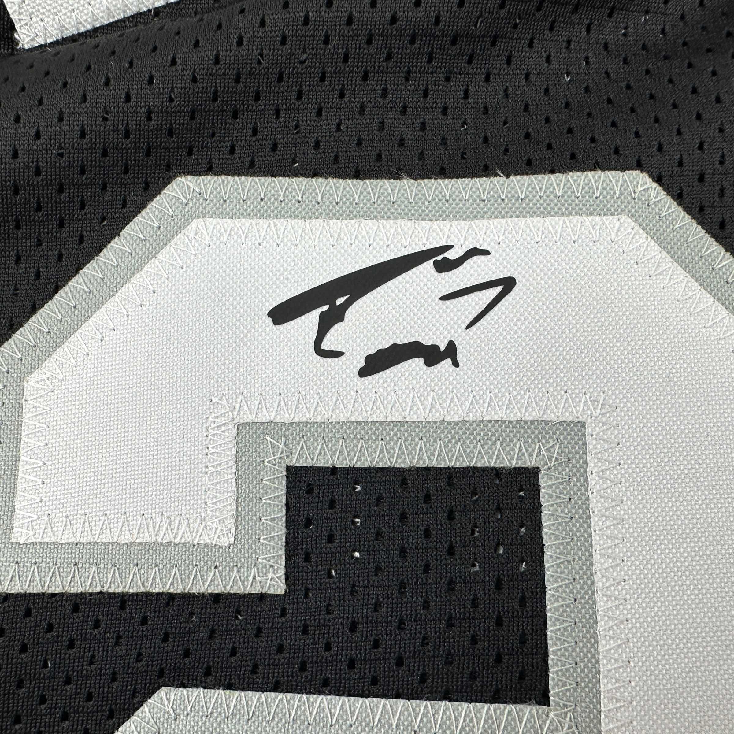 Facsimile Autographed Tim Duncan San Antonio Black Reprint Laser Auto Basketball Jersey Size Men's XL