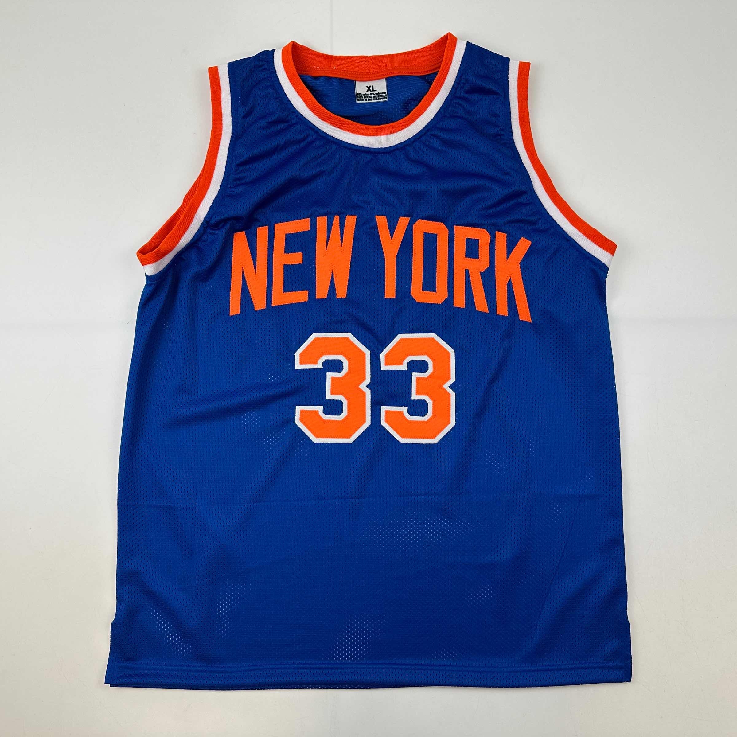 Facsimile Autographed Patrick Ewing New York Blue Reprint Laser Auto Basketball Jersey Size Men's XL