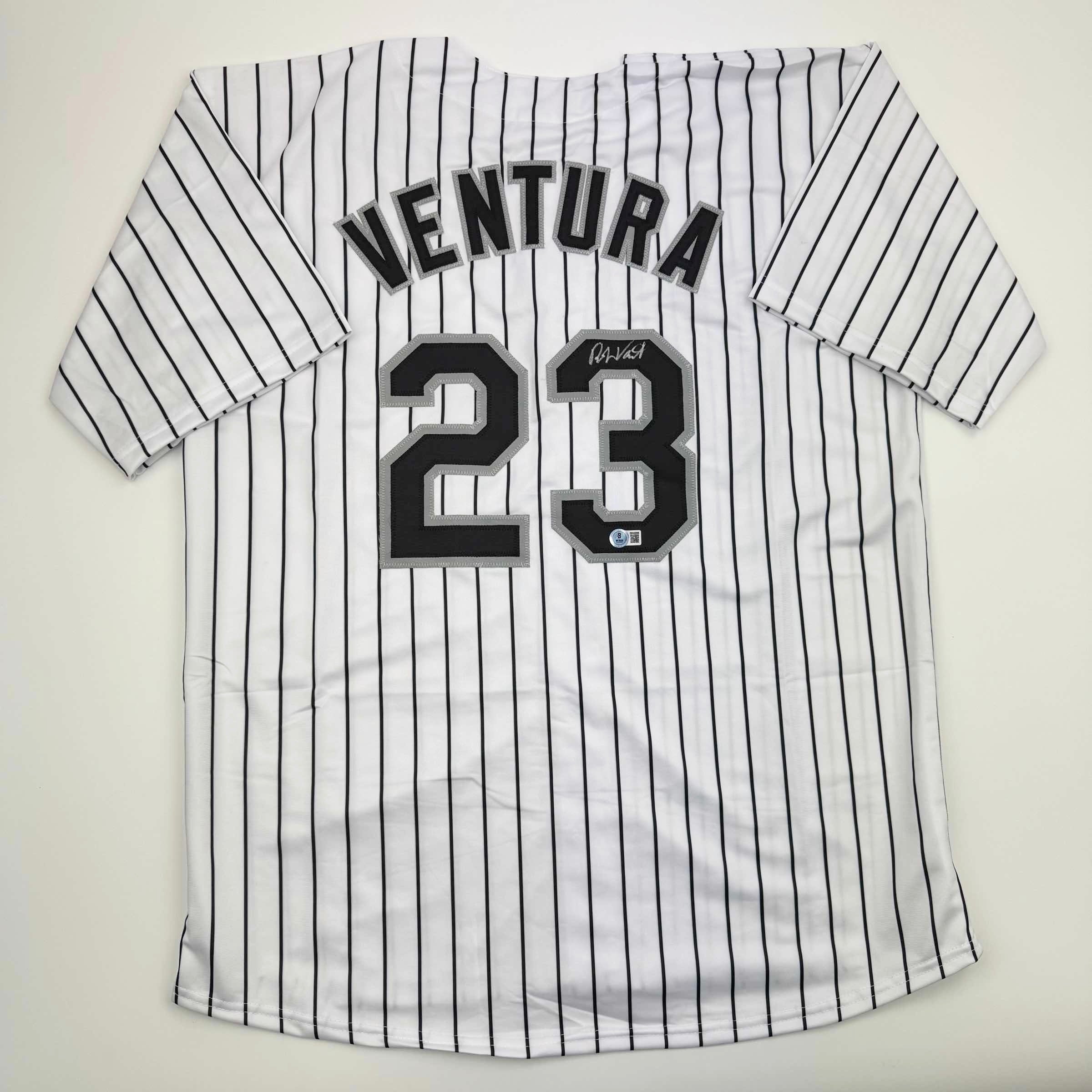 Autographed/Signed Robin Ventura Chicago Pinstripe Baseball Jersey Beckett BAS COA