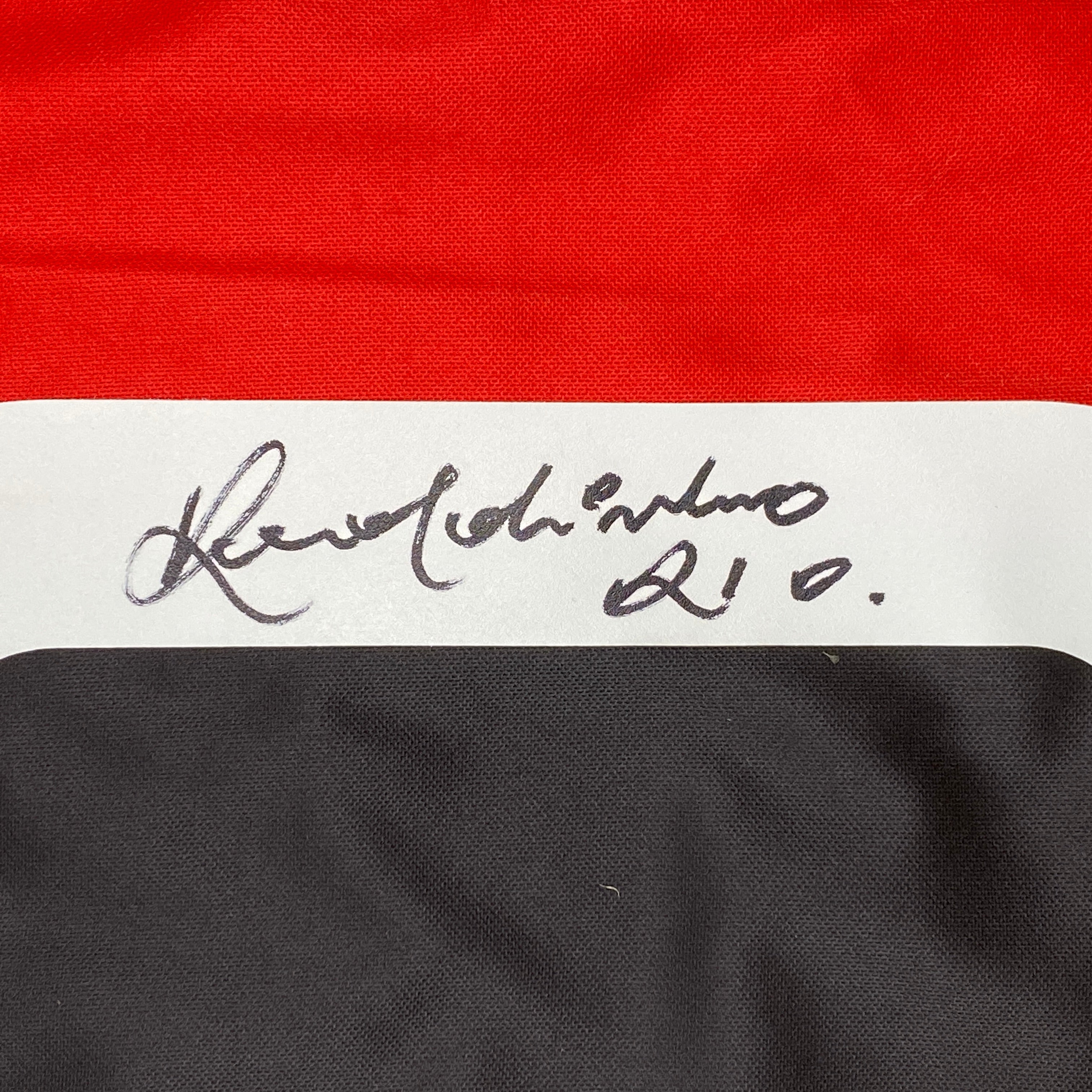 Autographed/Signed Ronaldinho AC Milan Red/Black Soccer Futbol Jersey Beckett BAS COA