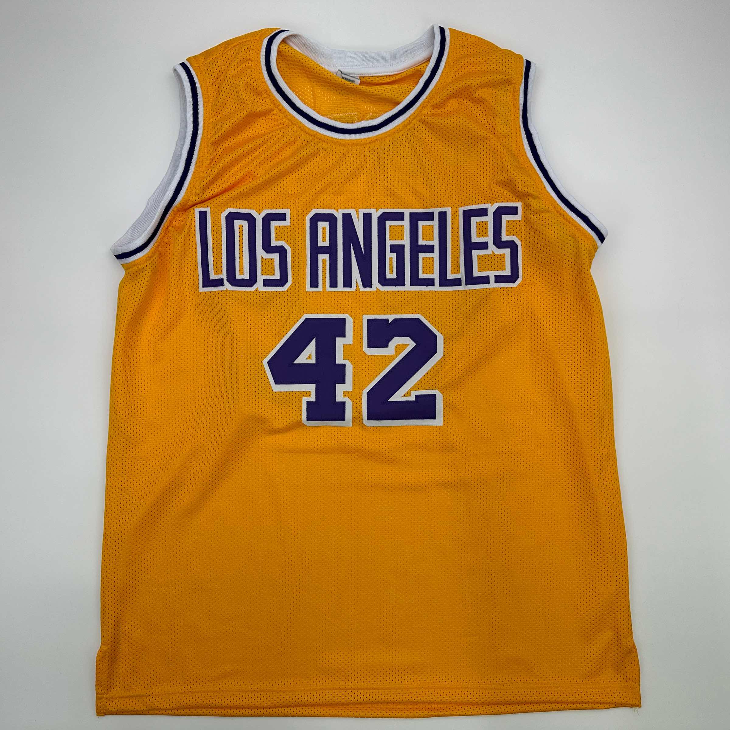 Facsimile Autographed James Worthy Los Angeles LA Yellow Reprint Laser Auto Basketball Jersey Size Men's XL