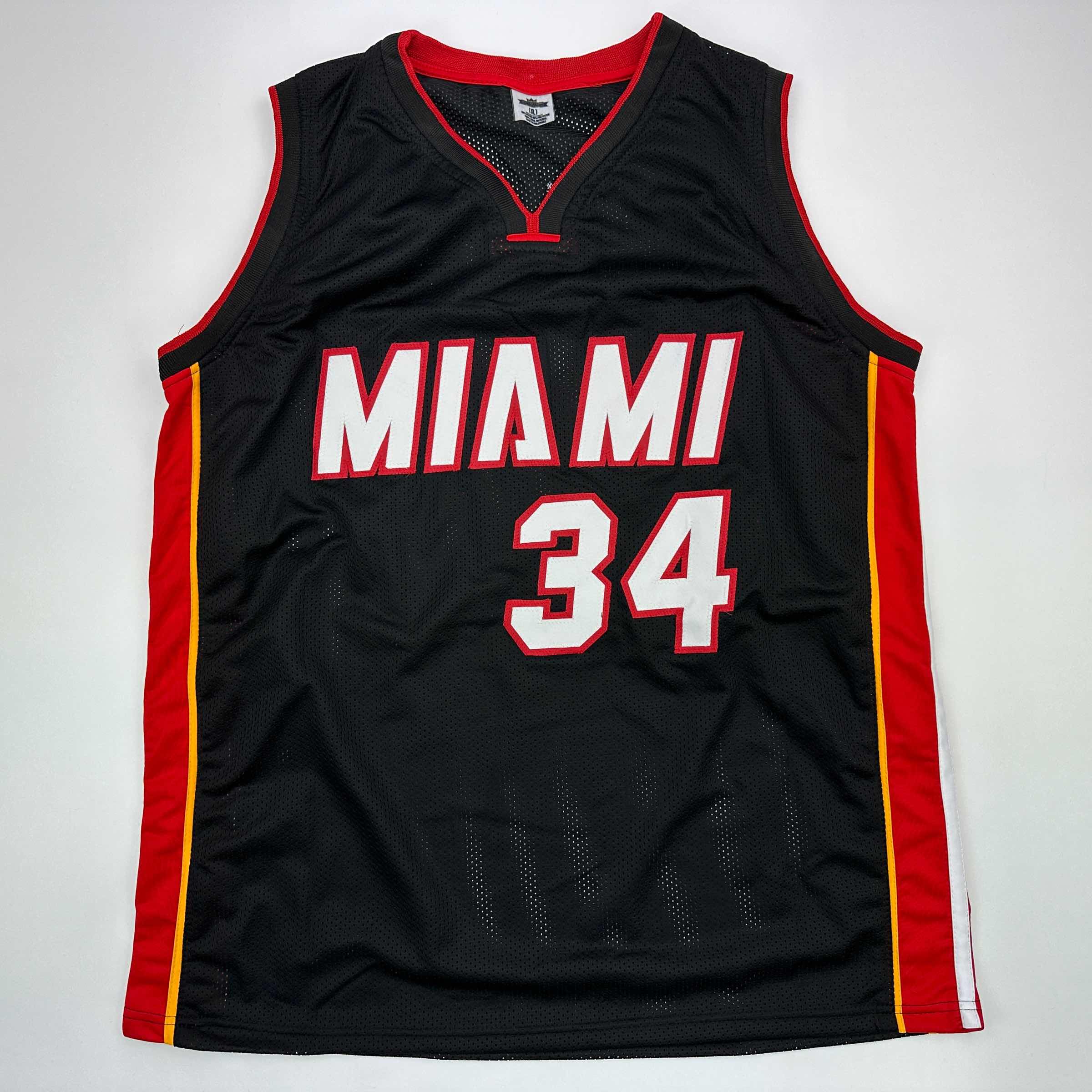 Facsimile Autographed Ray Allen Miami Black Reprint Laser Auto Basketball Jersey Size Men's XL