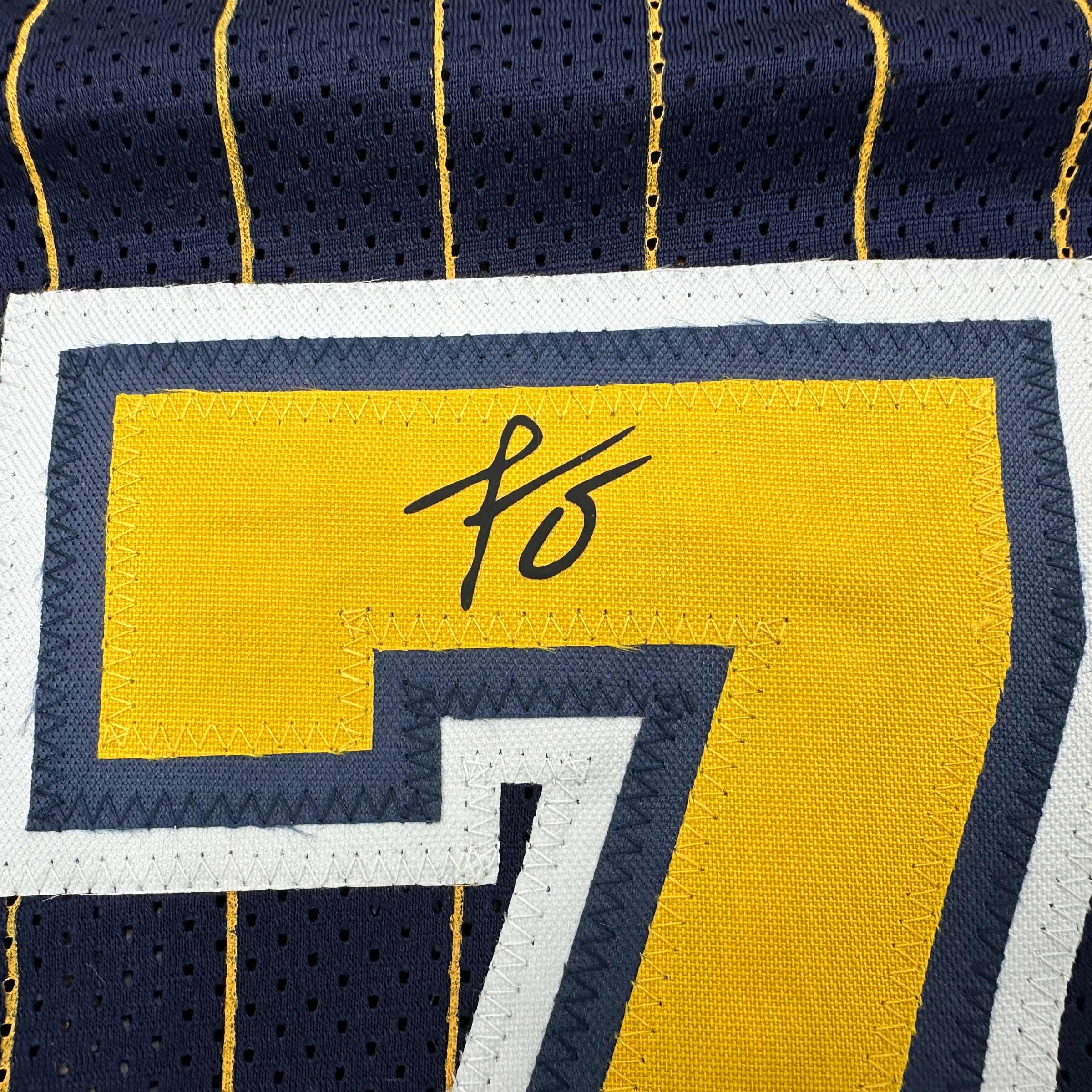 Framed Facsimile Autographed Jermaine O'Neal 35x39 Indiana Blue Pinstripe Reprint Laser Auto Basketball Jersey
