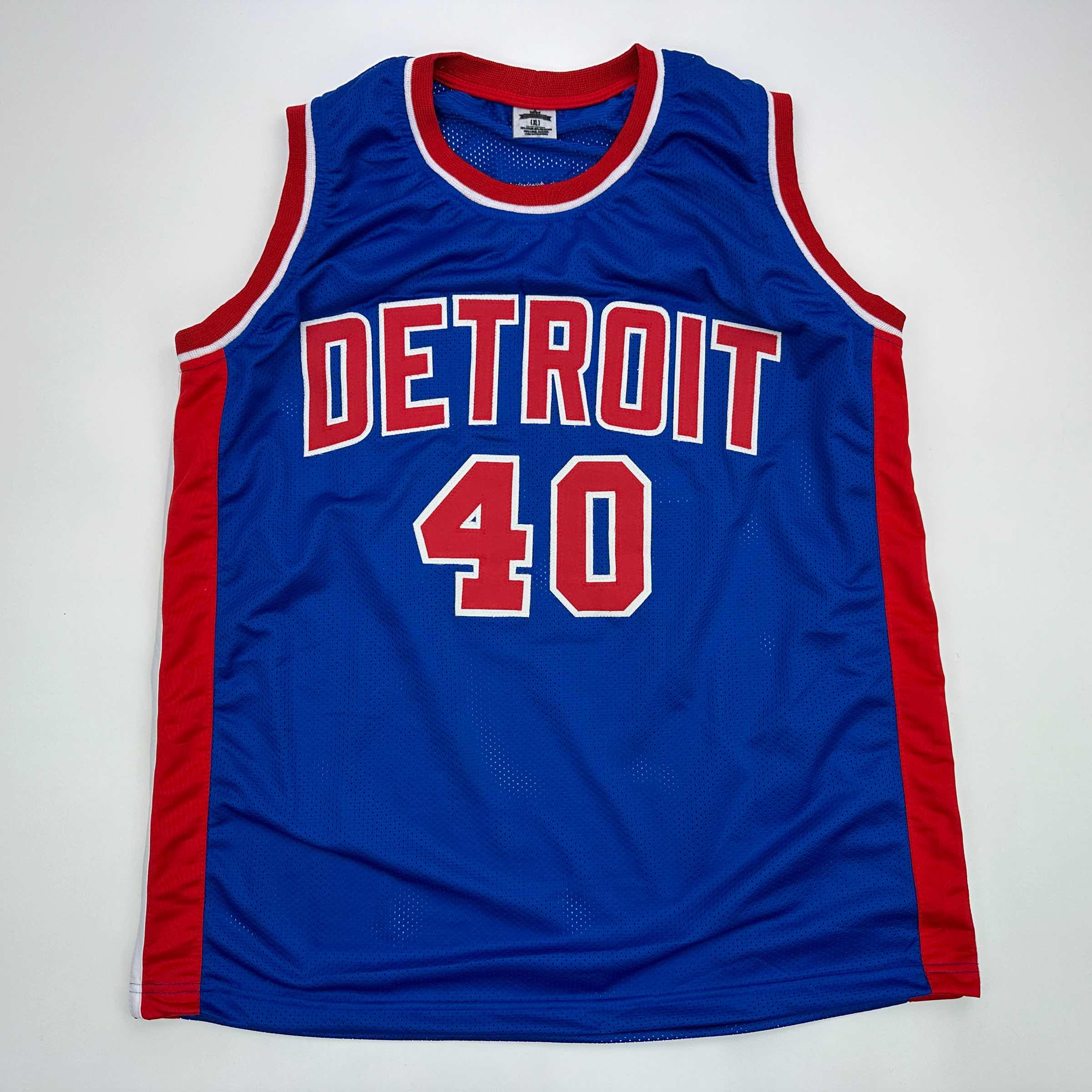 Facsimile Autographed Bill Laimbeer Detroit Blue Reprint Laser Auto Basketball Jersey Size Men's XL