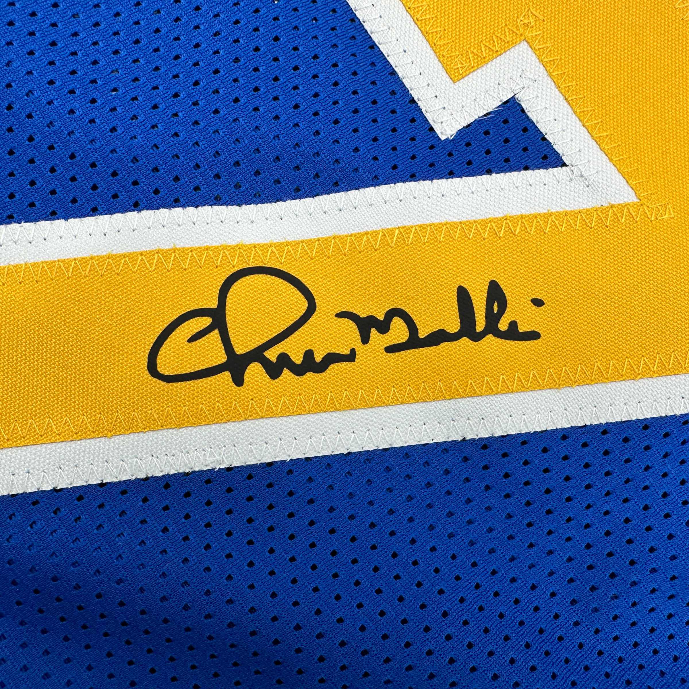 Framed Facsimile Autographed Chris Mullin 35x39 Golden State Blue Reprint Laser Auto Basketball Jersey