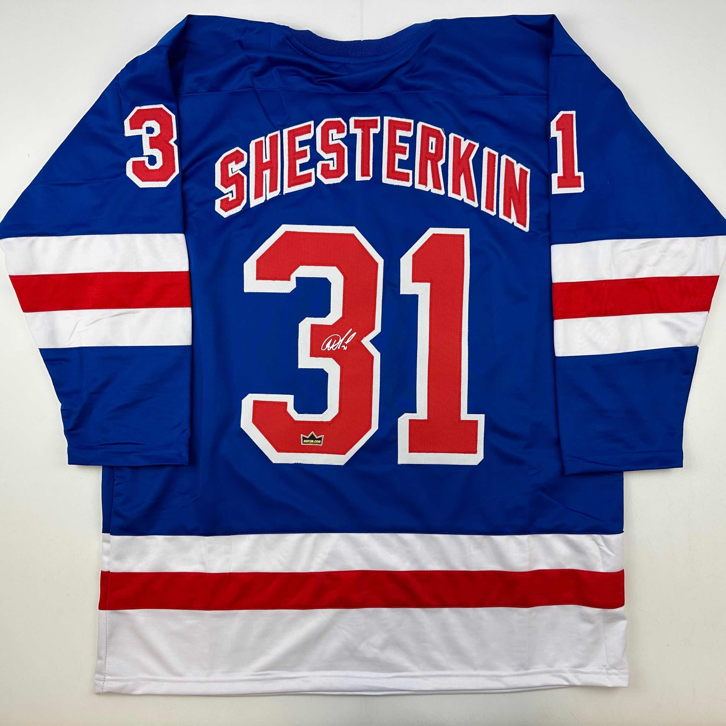 Facsimile Autographed Igor Shesterkin New York Blue Reprint Laser Auto Hockey Jersey Size Men's XL