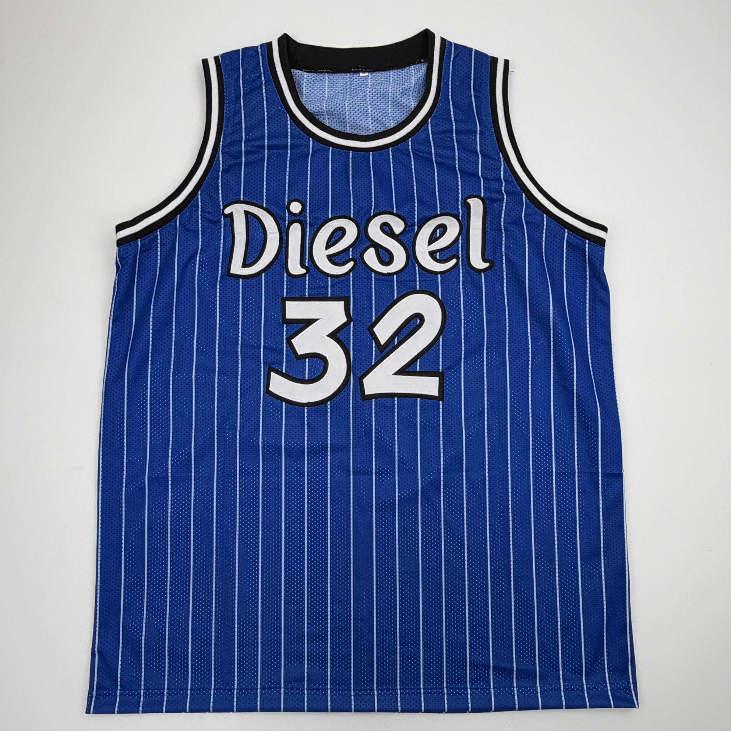 Autographed/Signed Shaquille Shaq O'Neal Orlando Blue Pinstripe Basketball Jersey PSA/DNA COA