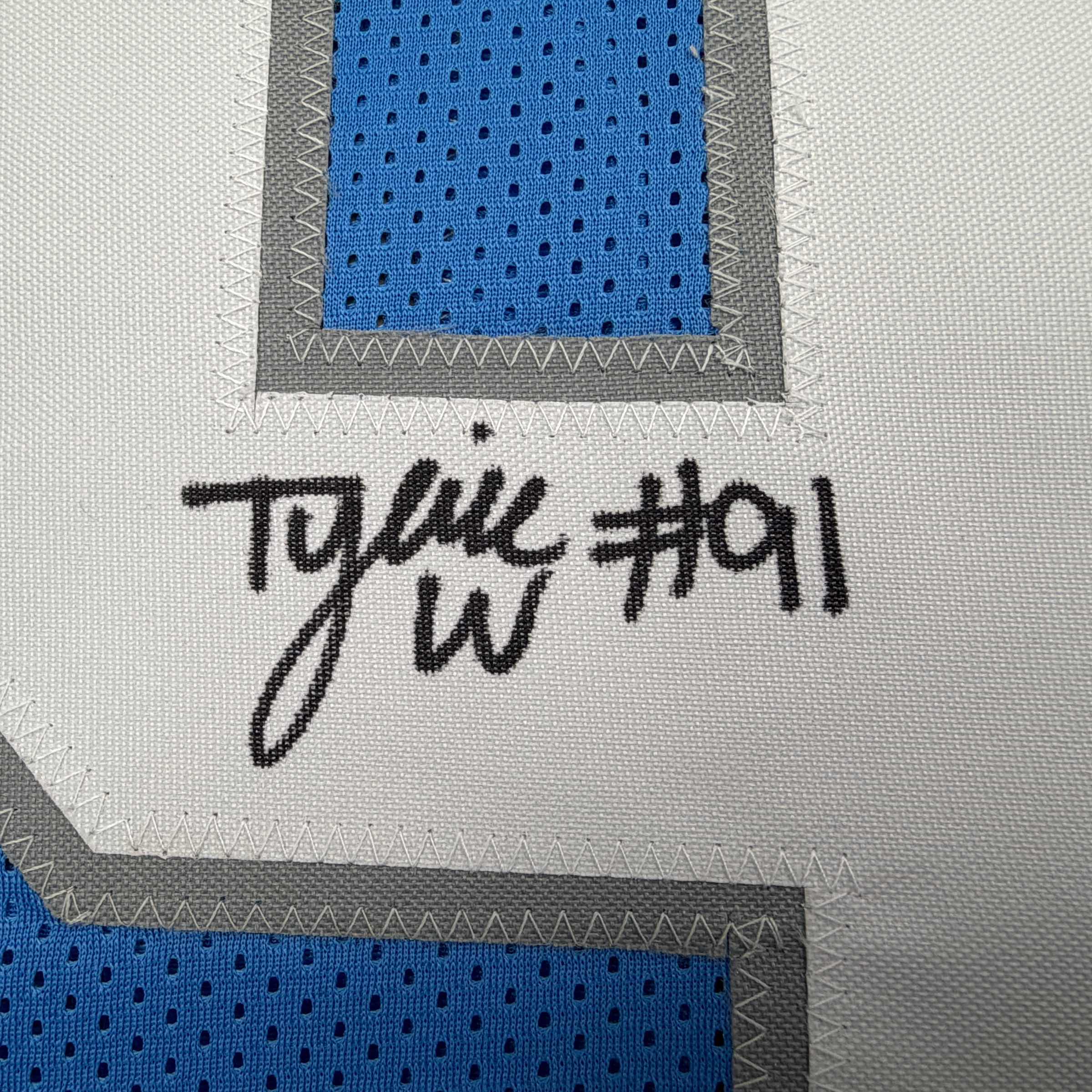 Autographed/Signed Tyleik Williams Detroit Blue Football Jersey Beckett BAS COA