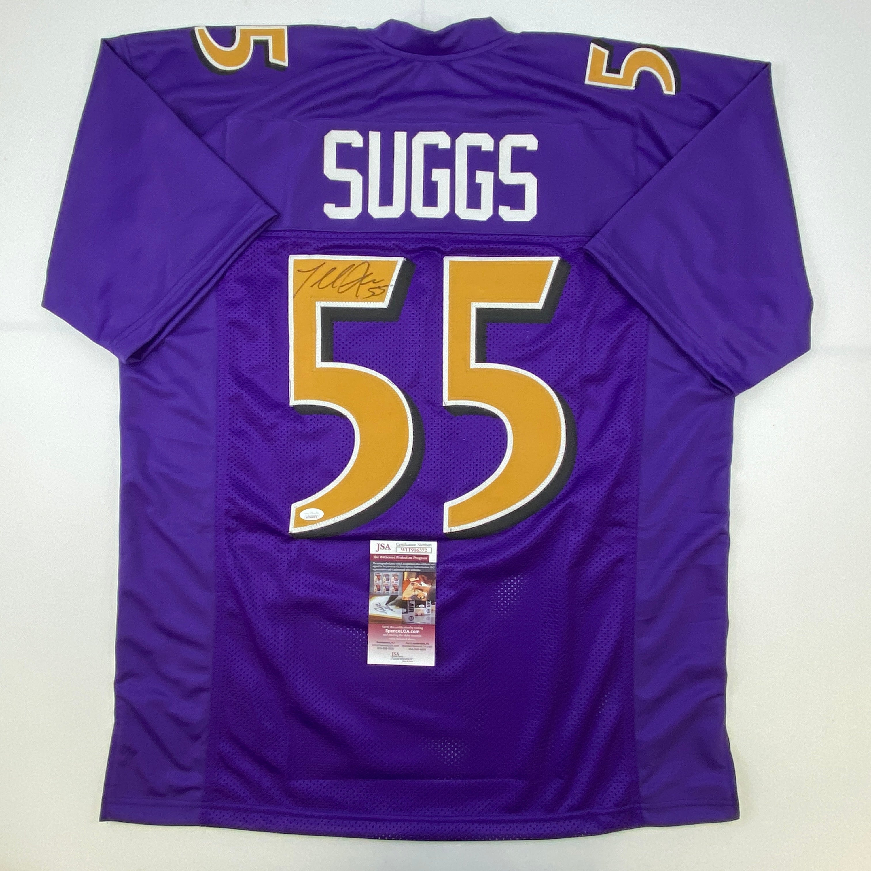 Autographed/Signed Terrell Suggs Baltimore Color Rush Football Jersey JSA COA