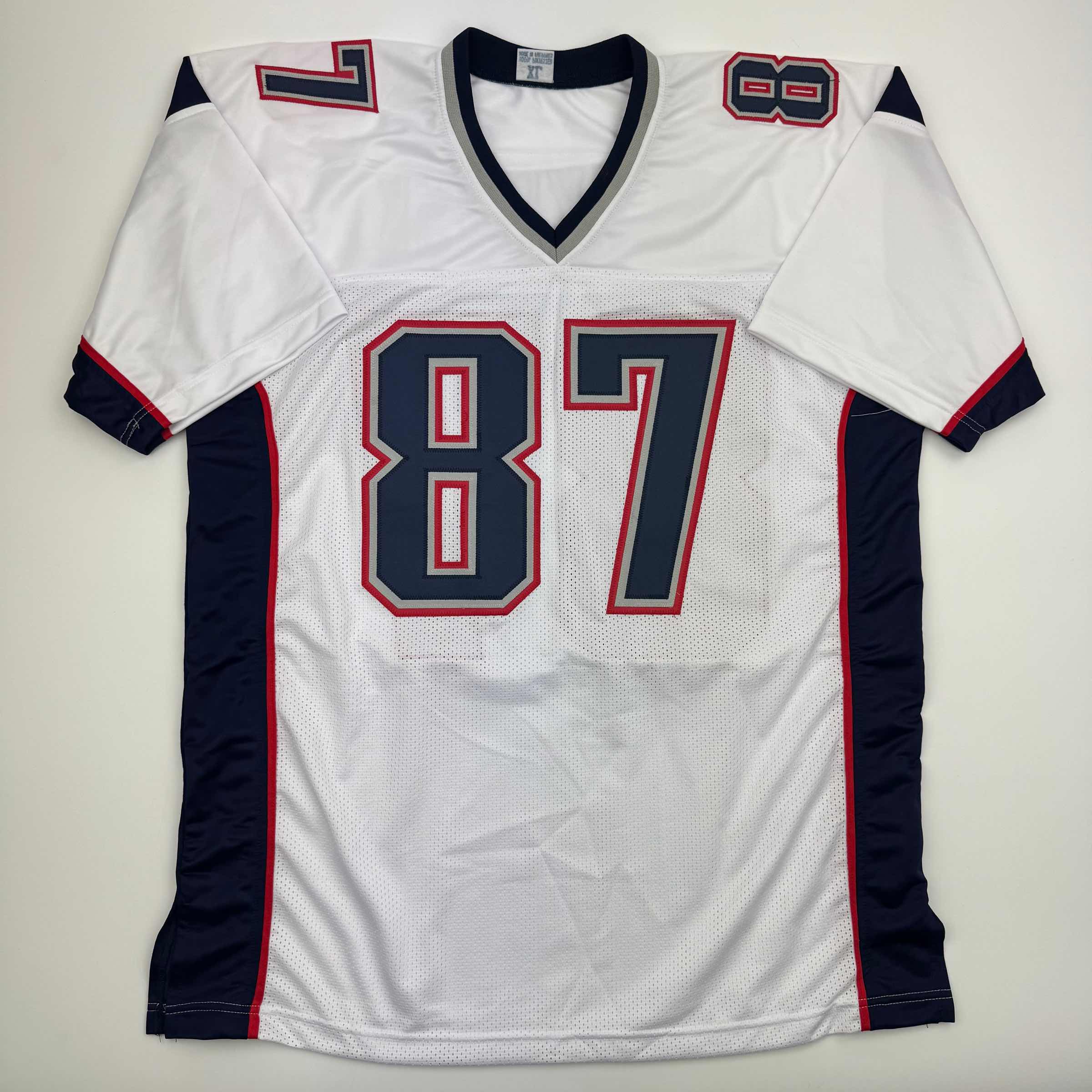 Autographed/Signed Rob Gronkowski New England White Football Jersey Steiner COA