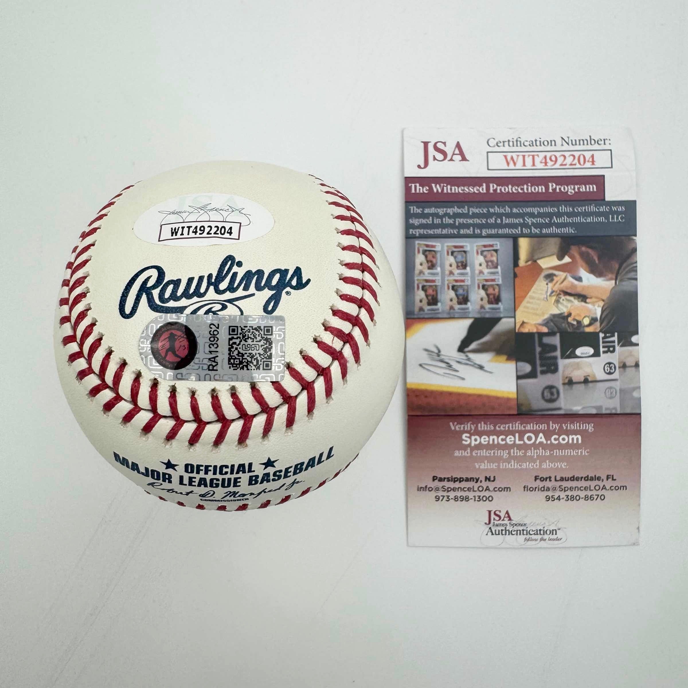 Autographed/Signed Ronald Acuna Jr. Braves 150th Anniversary Rawlings Official Major League ROML Baseball JSA COA