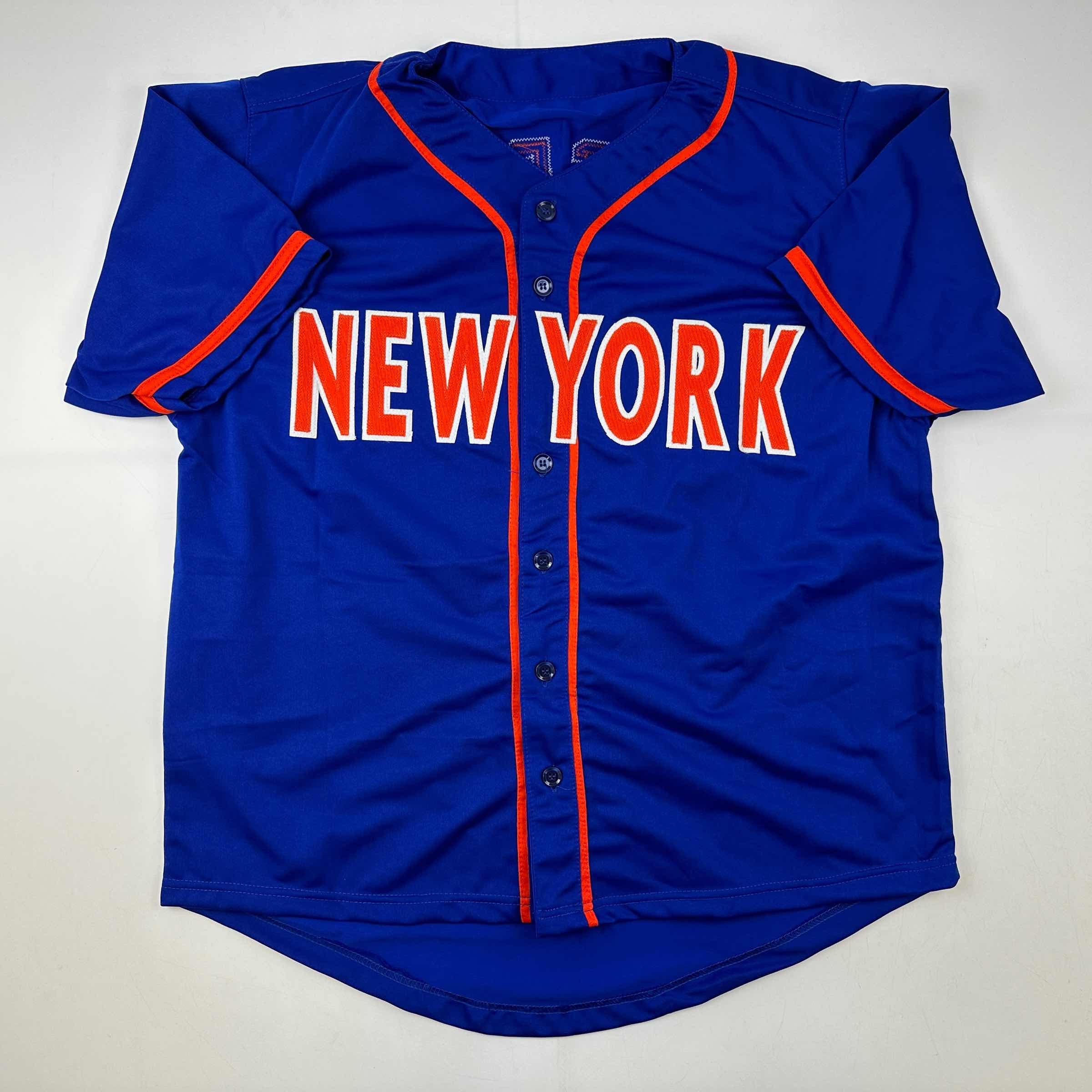 Facsimile Autographed Jacob DeGrom New York Blue Reprint Laser Auto Baseball Jersey Size Men's XL