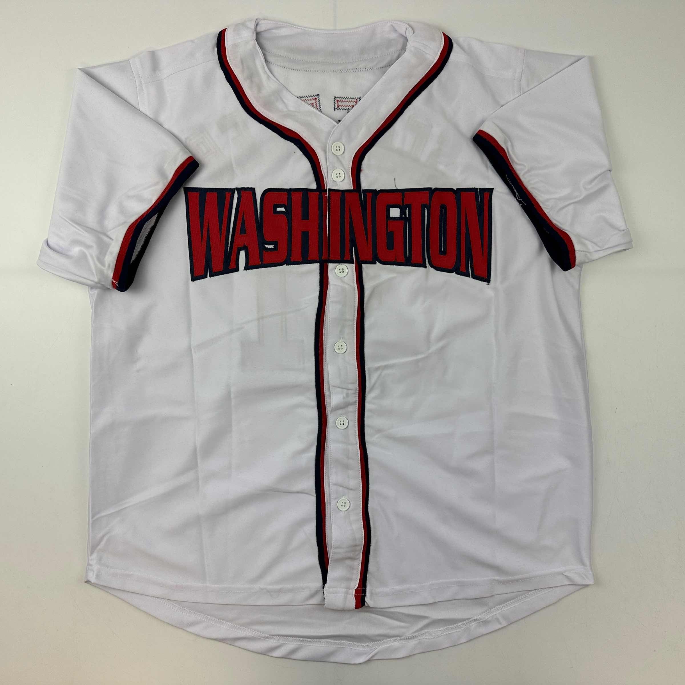 Facsimile Autographed Max Scherzer Washington White Reprint Laser Auto Baseball Jersey Size Men's XL