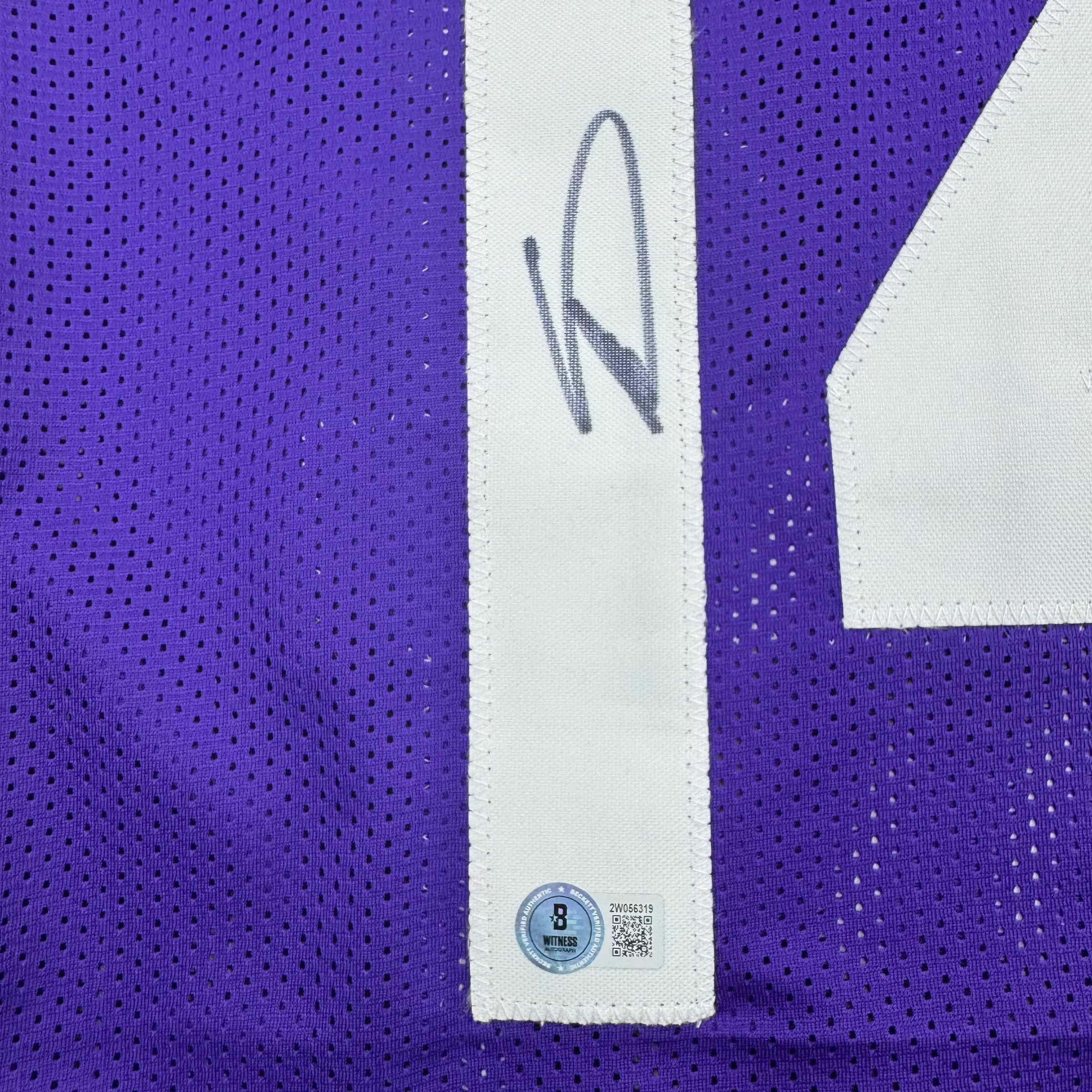 Autographed/Signed Stefon Diggs Minnesota Purple Football Jersey Beckett BAS COA