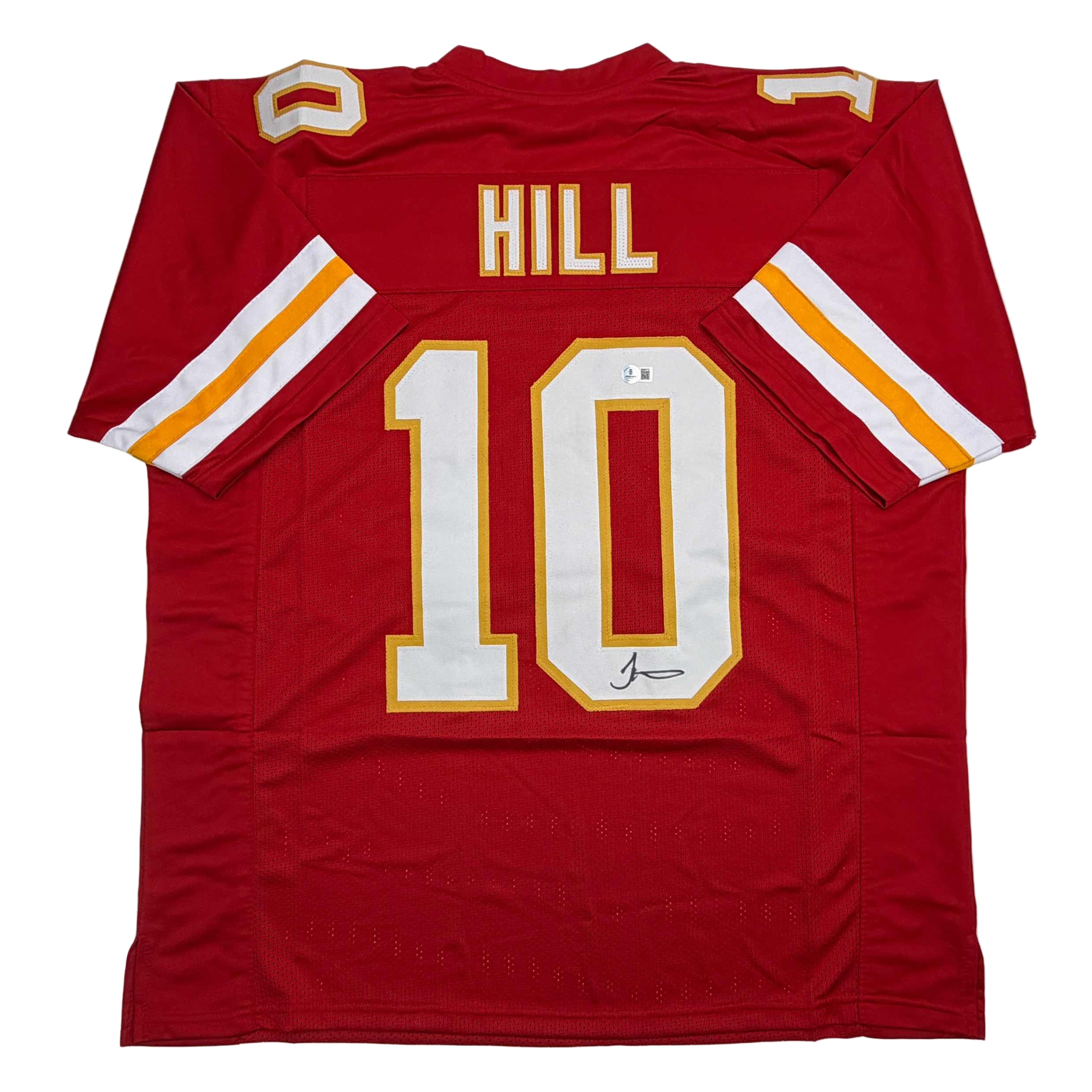 Autographed/Signed Tyreek Hill Kansas City Red Football Jersey Beckett BAS COA