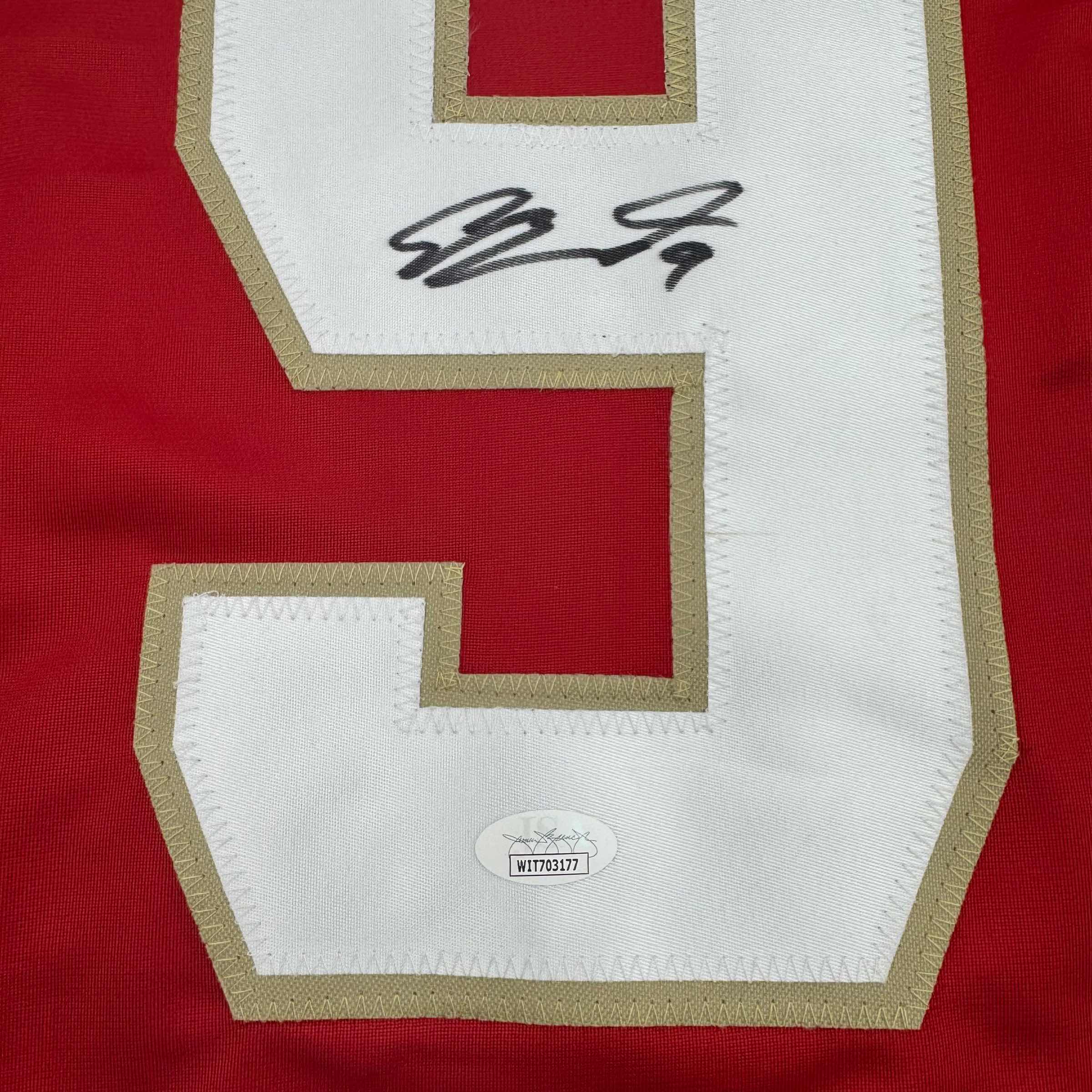 Autographed/Signed Sam Bennett Florida Red Hockey Jersey JSA COA