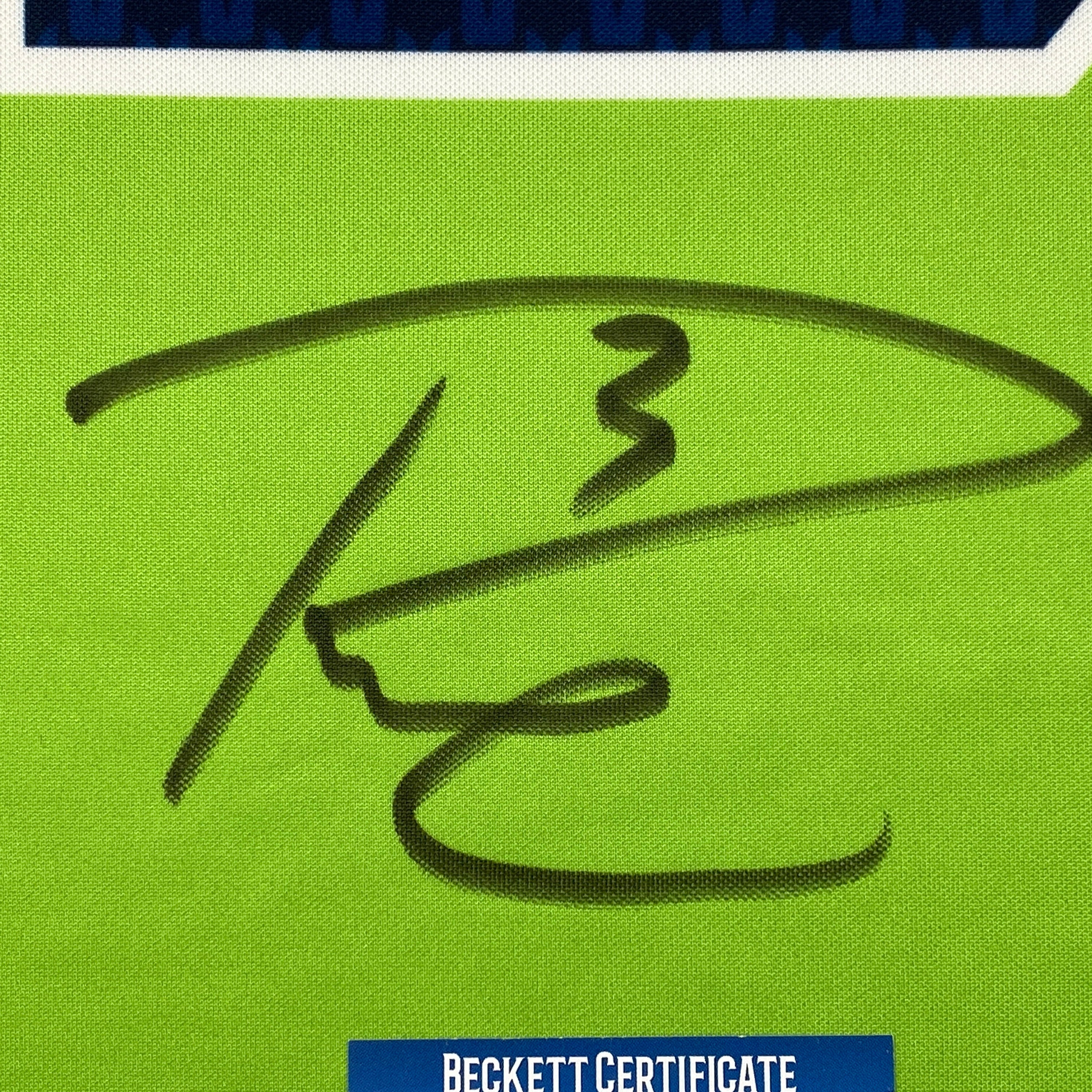 Autographed/Signed Russell Wilson Seattle Seahawks Green Color Rush Authentic Football Jersey Beckett BAS COA