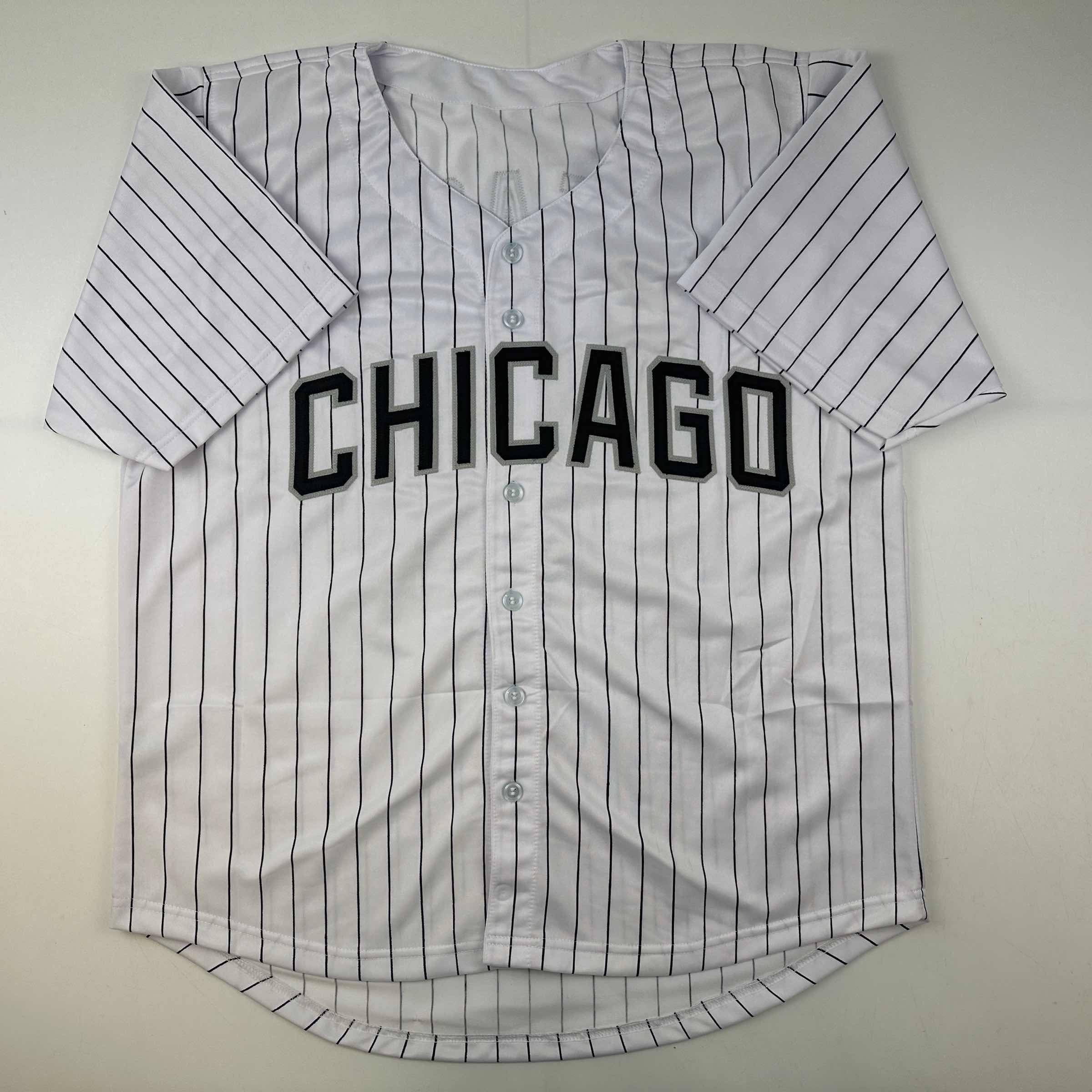Facsimile Autographed Dylan Cease Chicago Pinstripe Reprint Laser Auto Baseball Jersey Size Men's XL