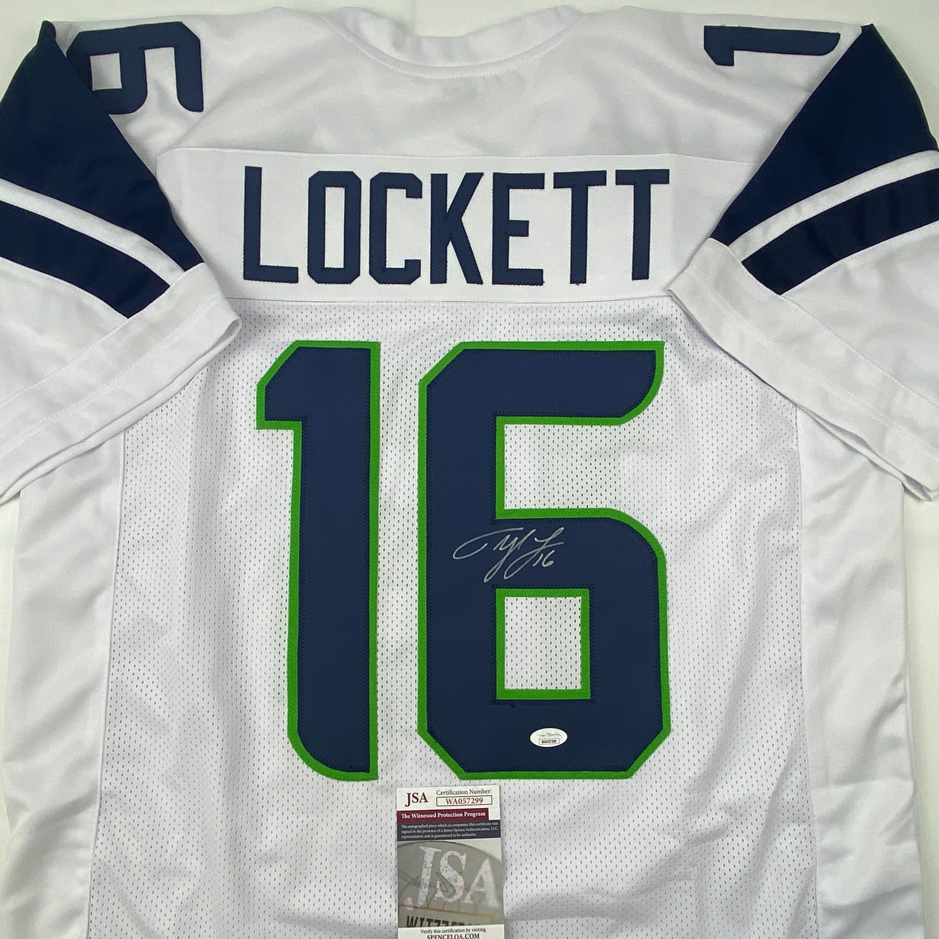 Autographed/Signed Tyler Lockett Seattle White Football Jersey JSA COA