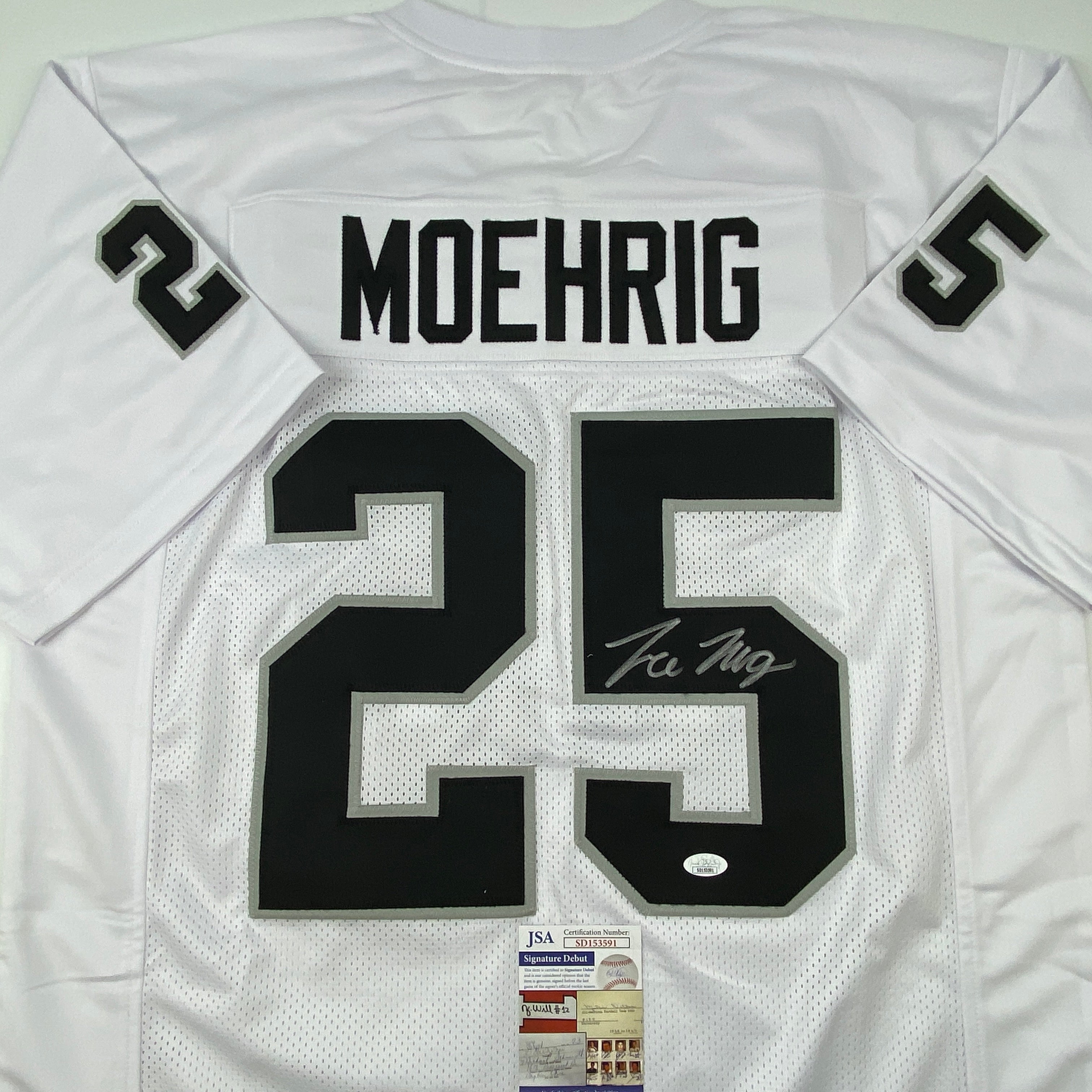 Autographed/Signed Trevon Moehrig Las Vegas Oakland White Football Jersey JSA COA