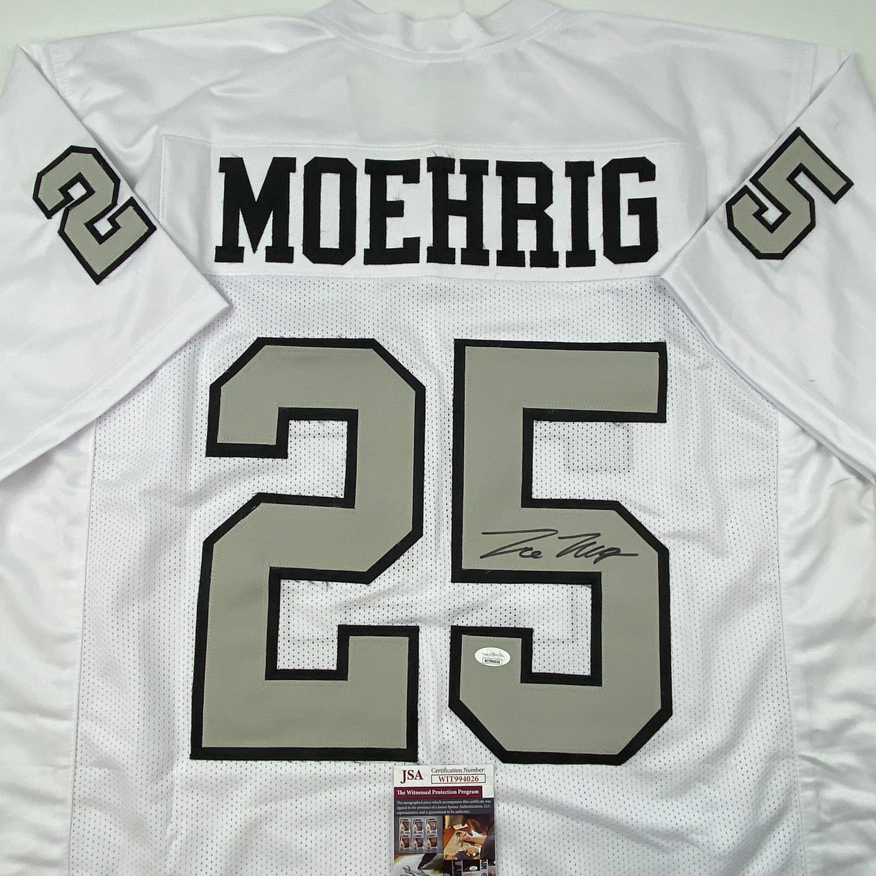 Autographed/Signed Trevon Moehrig Las Vegas Oakland White Color Rush Football Jersey JSA COA
