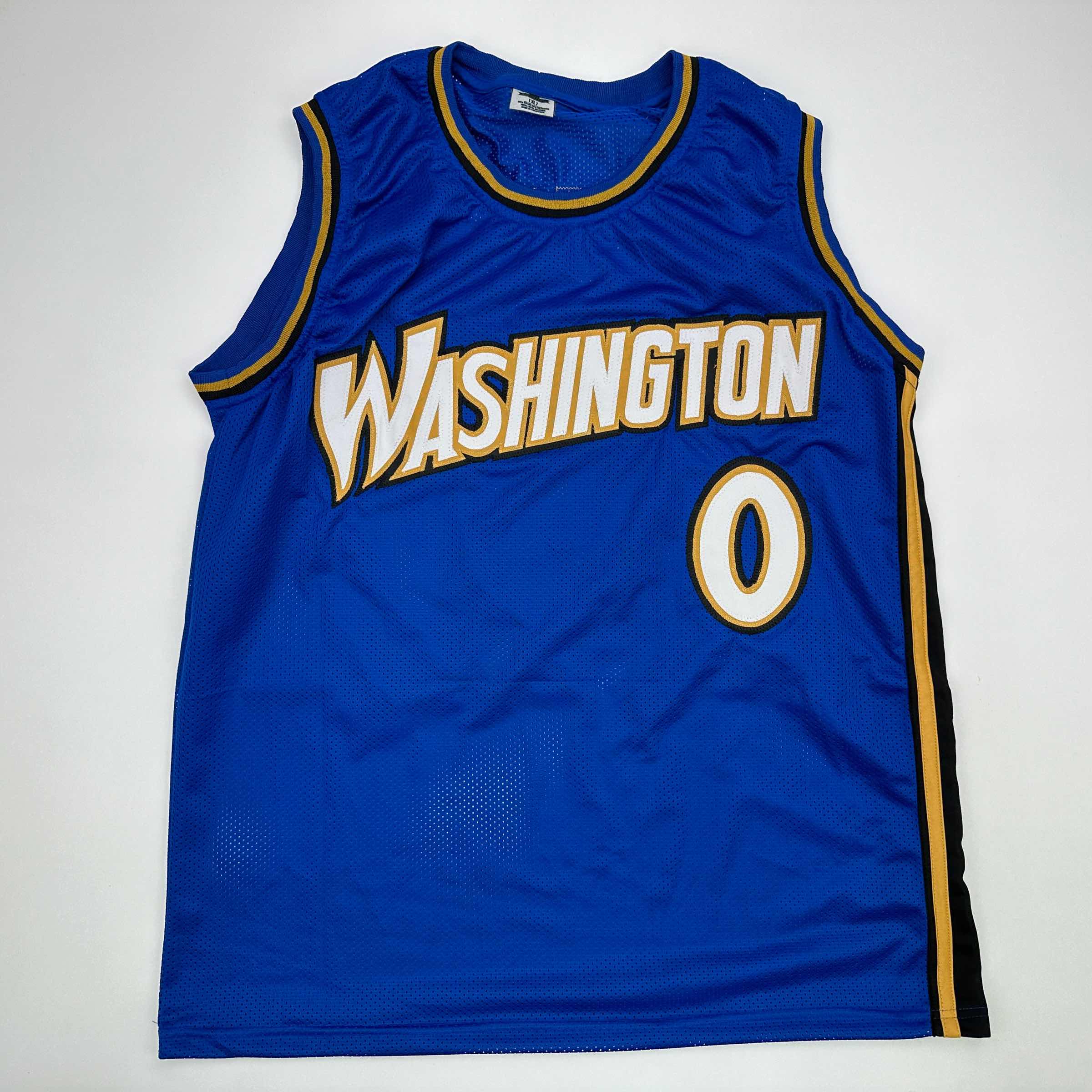 Facsimile Autographed Gilbert Arenas Washington Blue Reprint Laser Auto Basketball Jersey Size Men's XL
