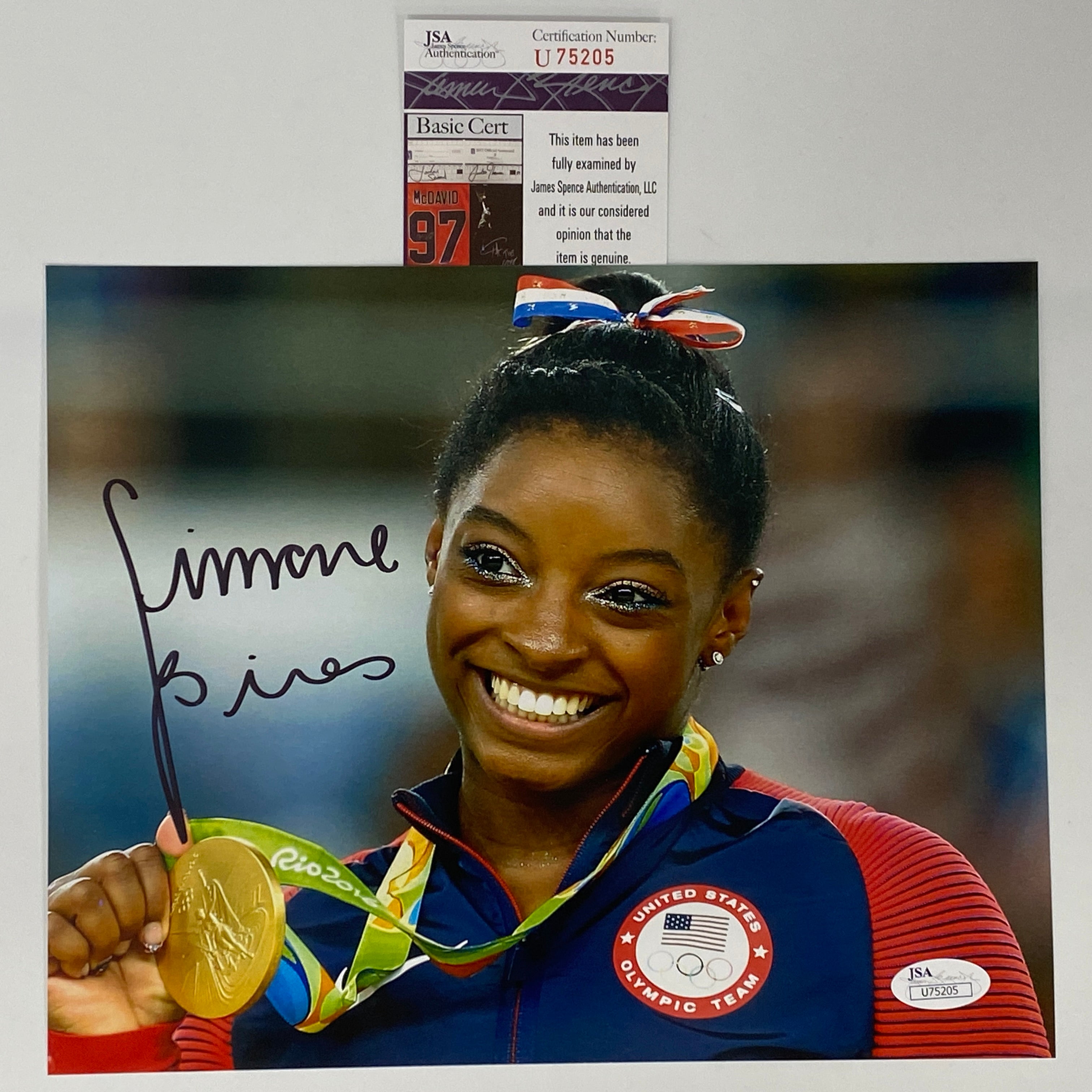 Autographed/Signed Simone Biles Olympic Gymnast 8x10 Gymnastics Photo Beckett BAS COA #12