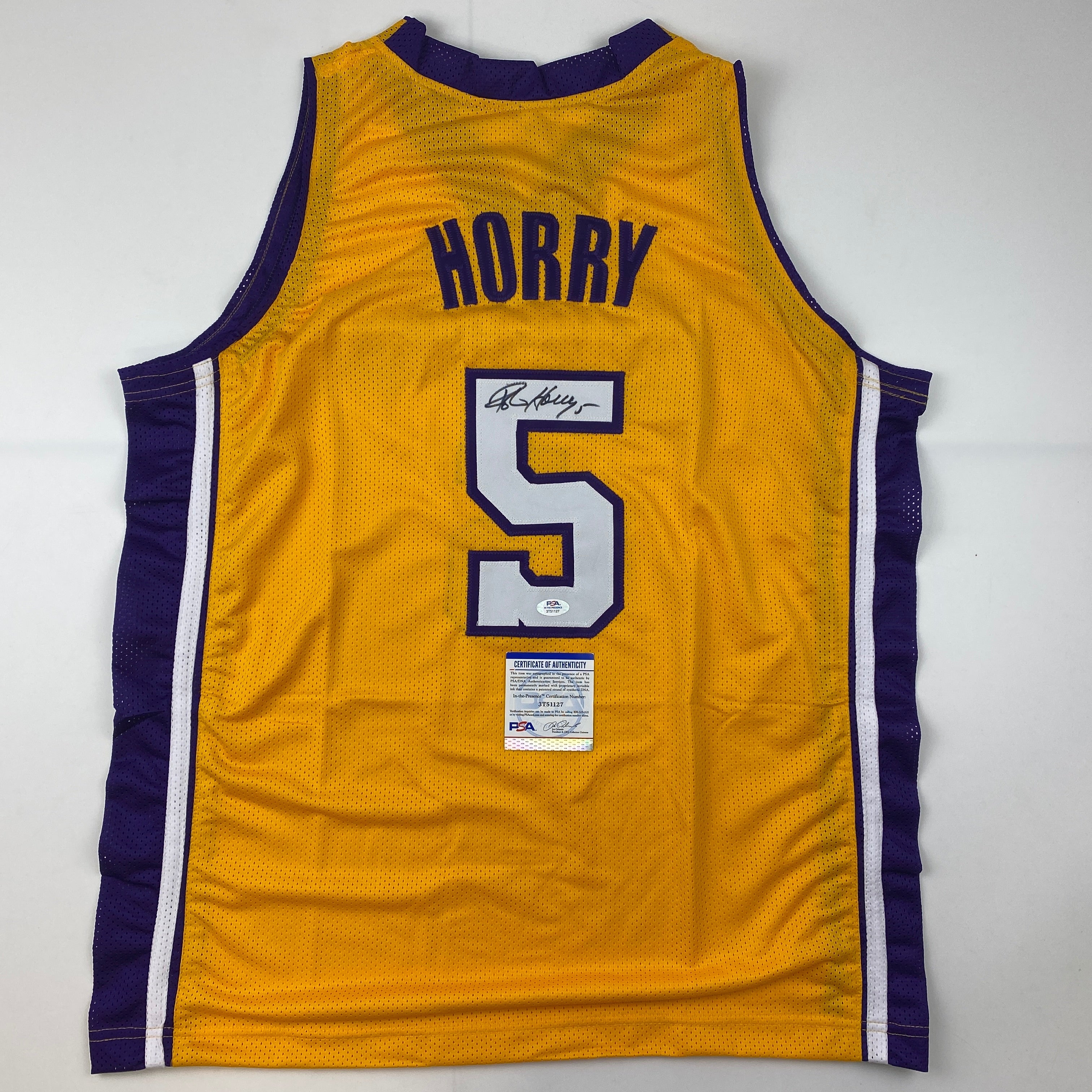 Autographed/Signed Robert Horry Los Angeles LA Yellow Basketball Jersey PSA/DNA COA