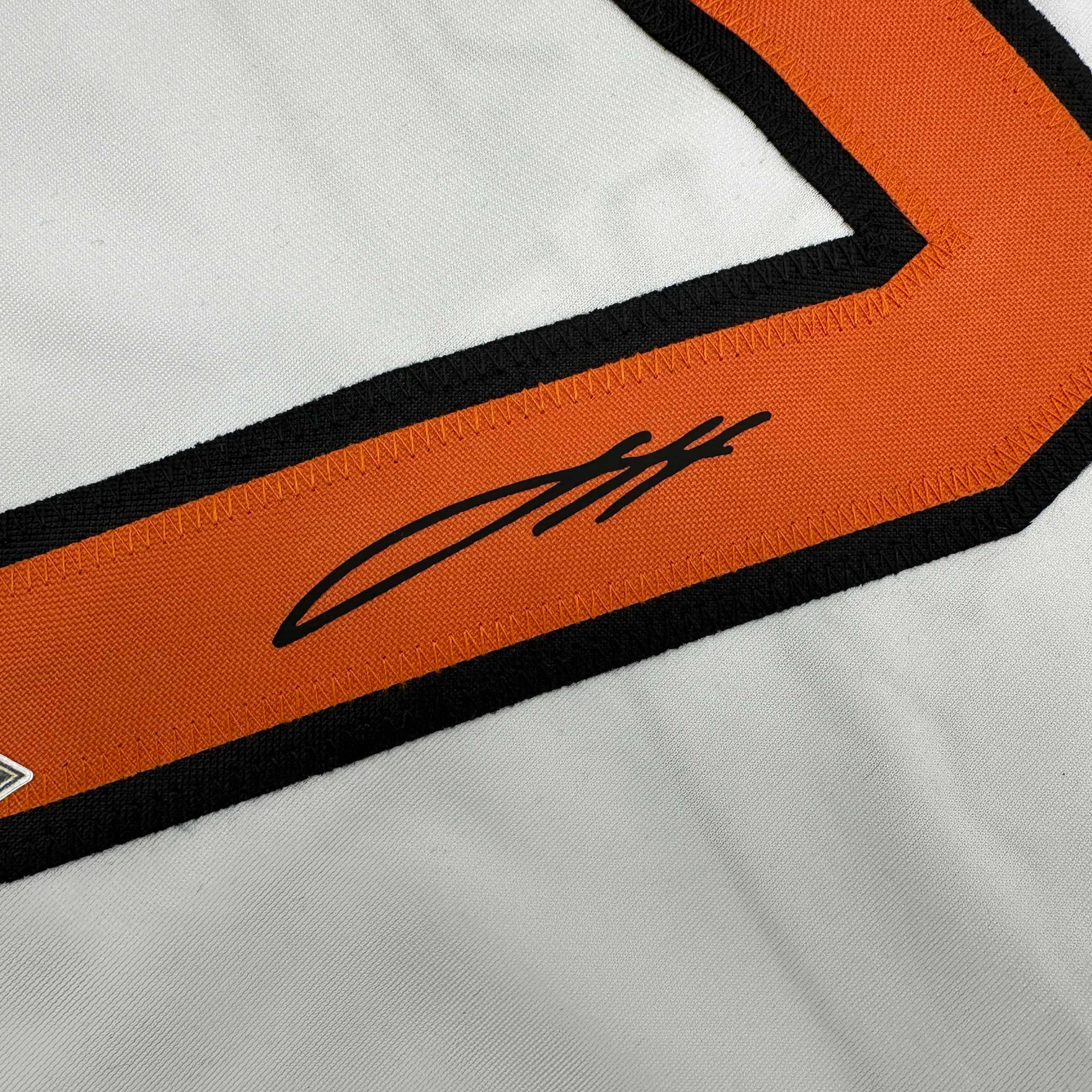 Framed Facsimile Autographed Jackson Holliday 35x39 Baltimore White Reprint Laser Auto Baseball Jersey