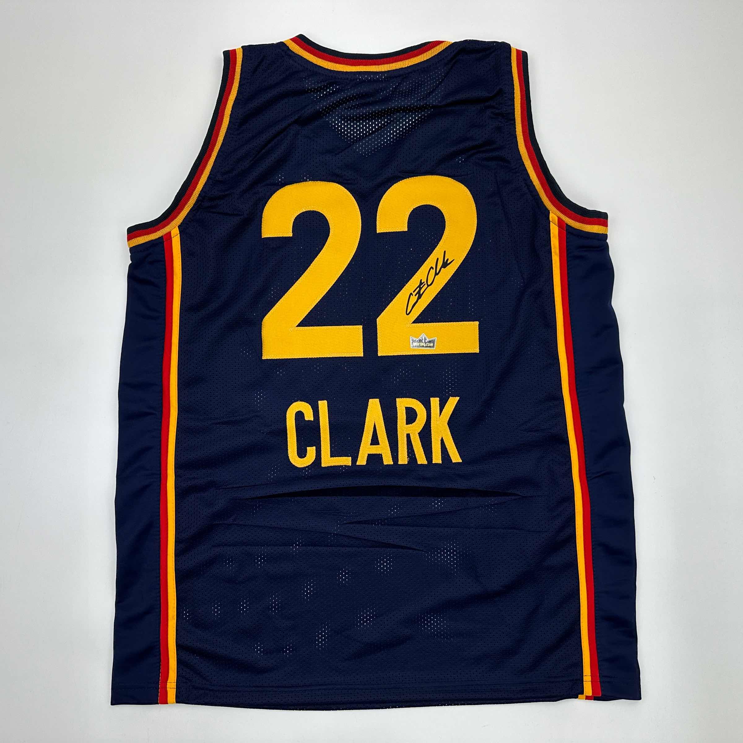 Facsimile Autographed Caitlin Clark Indiana Blue Reprint Laser Auto Basketball Jersey Size Men's XL