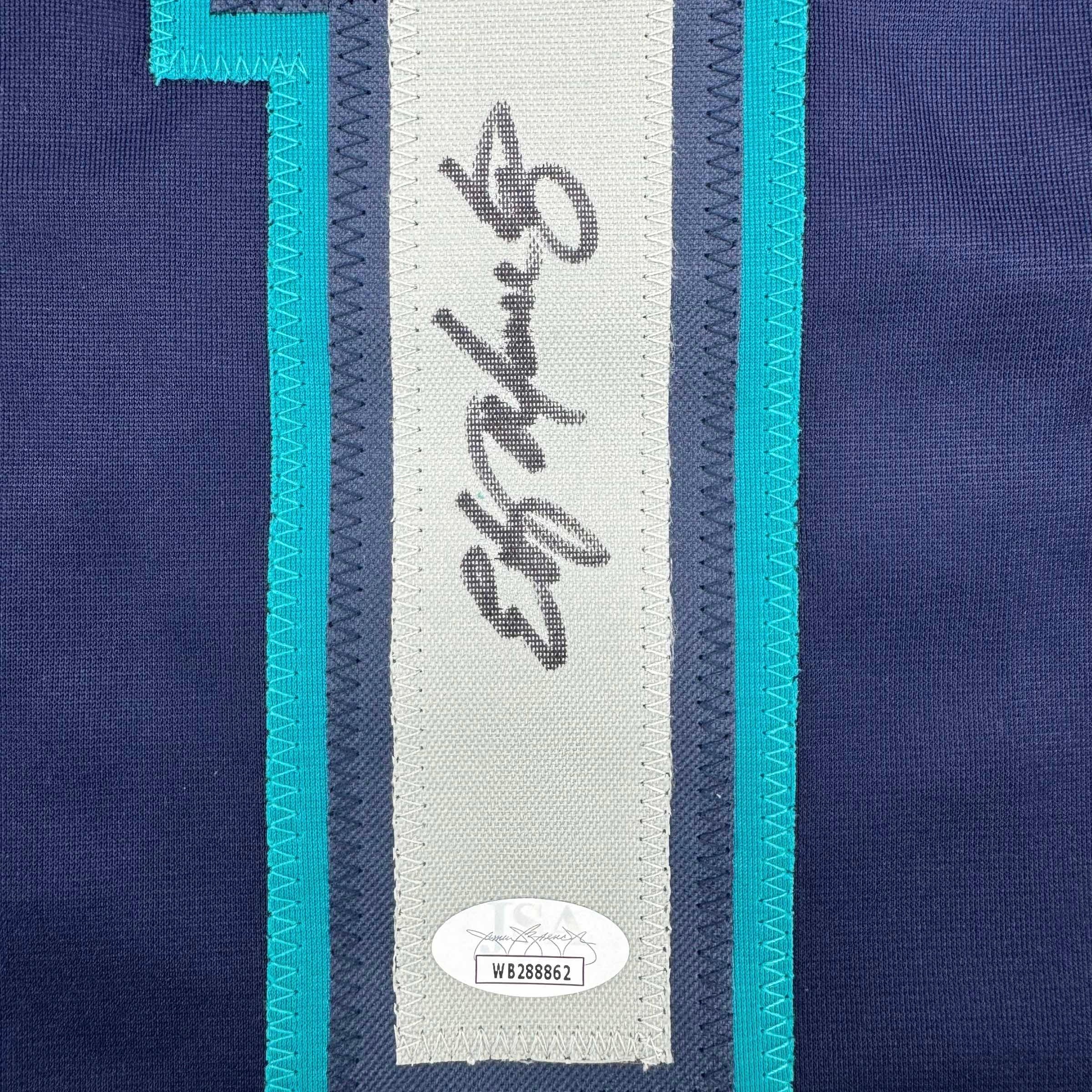 Autographed/Signed Edgar Martinez Seattle Blue Baseball Jersey JSA COA