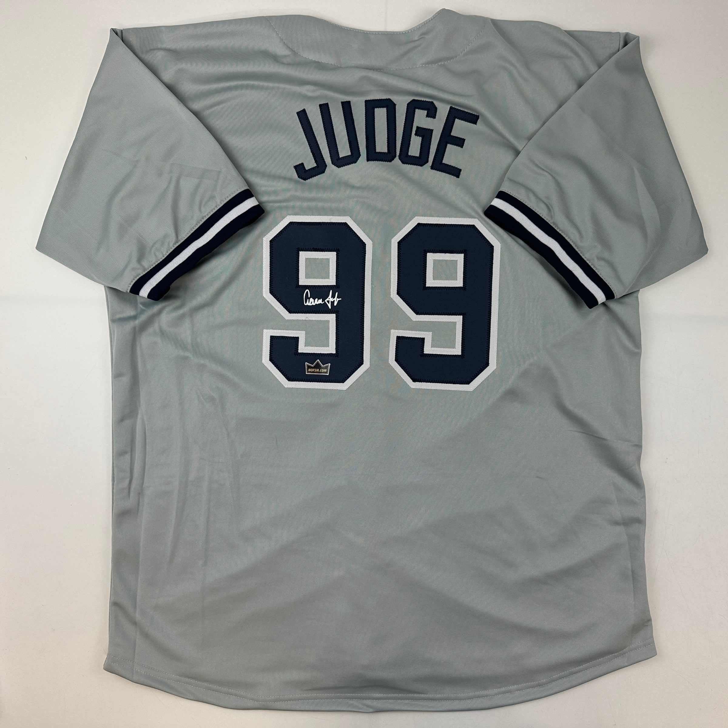 Facsimile Autographed Aaron Judge New York Grey Reprint Laser Auto Baseball Jersey Size Men's XL