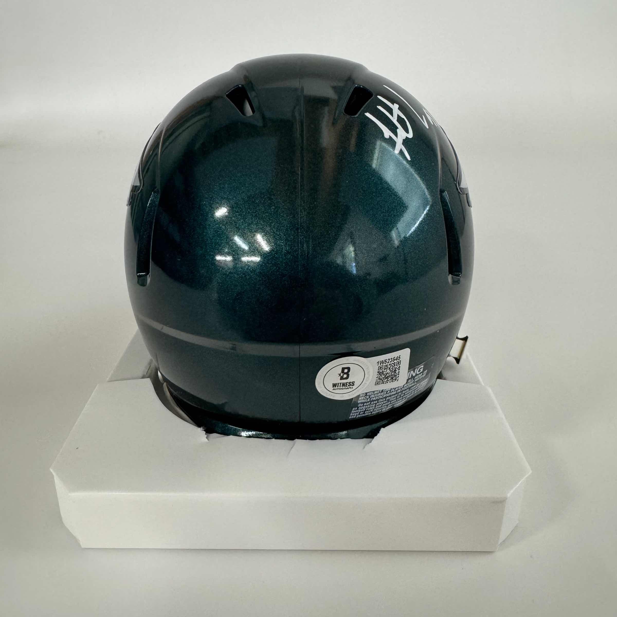 Autographed/Signed Fletcher Cox Philadelphia Eagles Mini Football Helmet Beckett COA