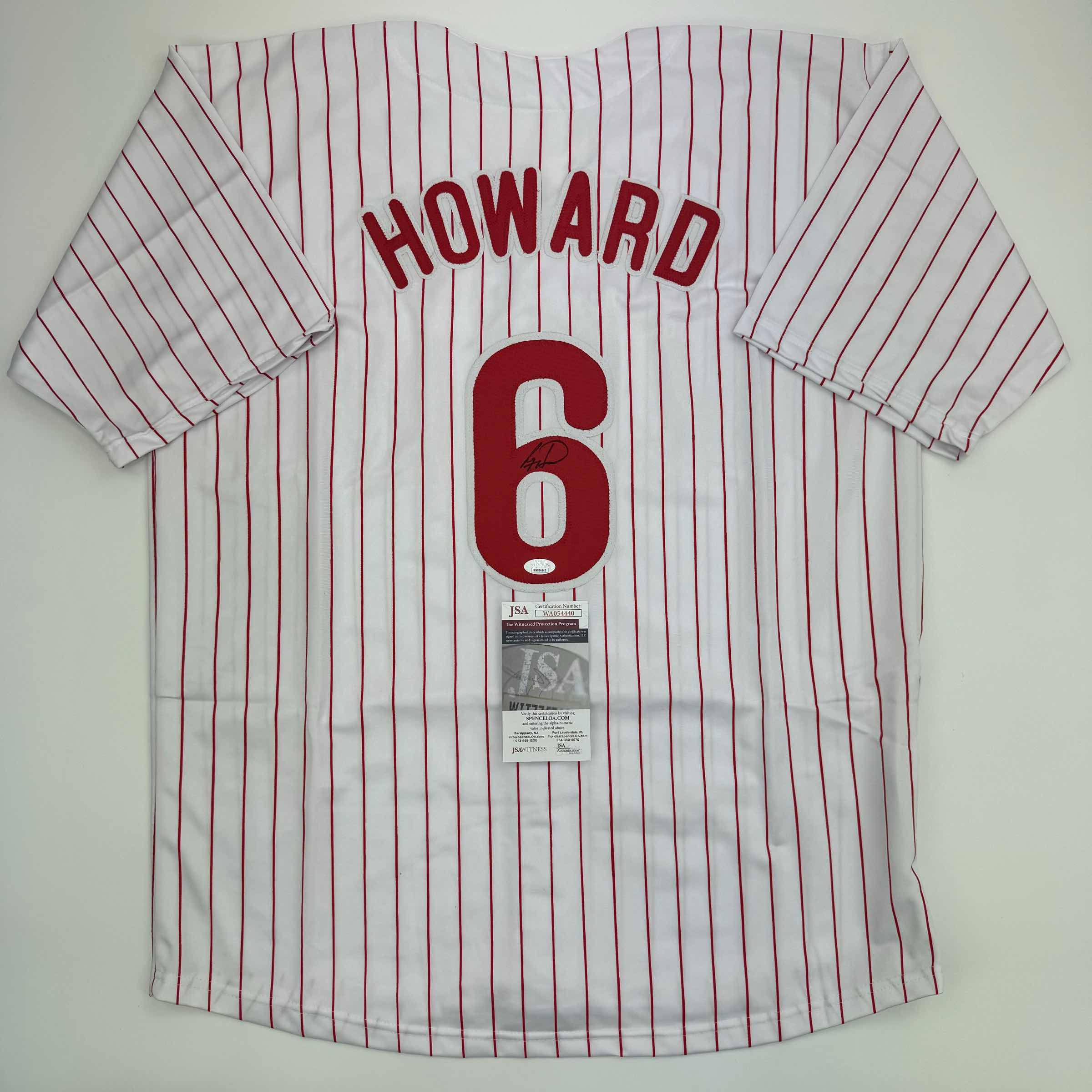Autographed/Signed Ryan Howard Philadelphia Pinstripe Baseball Jersey JSA COA
