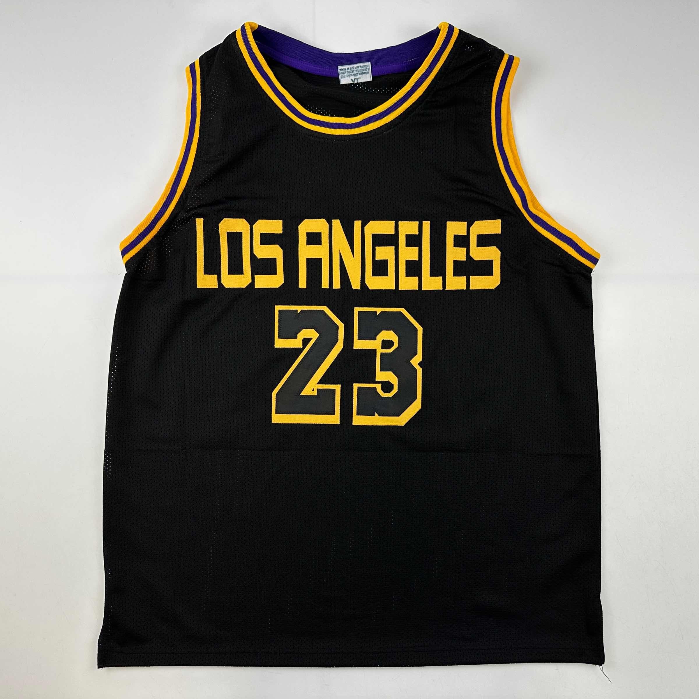 Facsimile Autographed LeBron James #23 Los Angeles LA Black Mamba Reprint Laser Auto Basketball Jersey Size Men's XL
