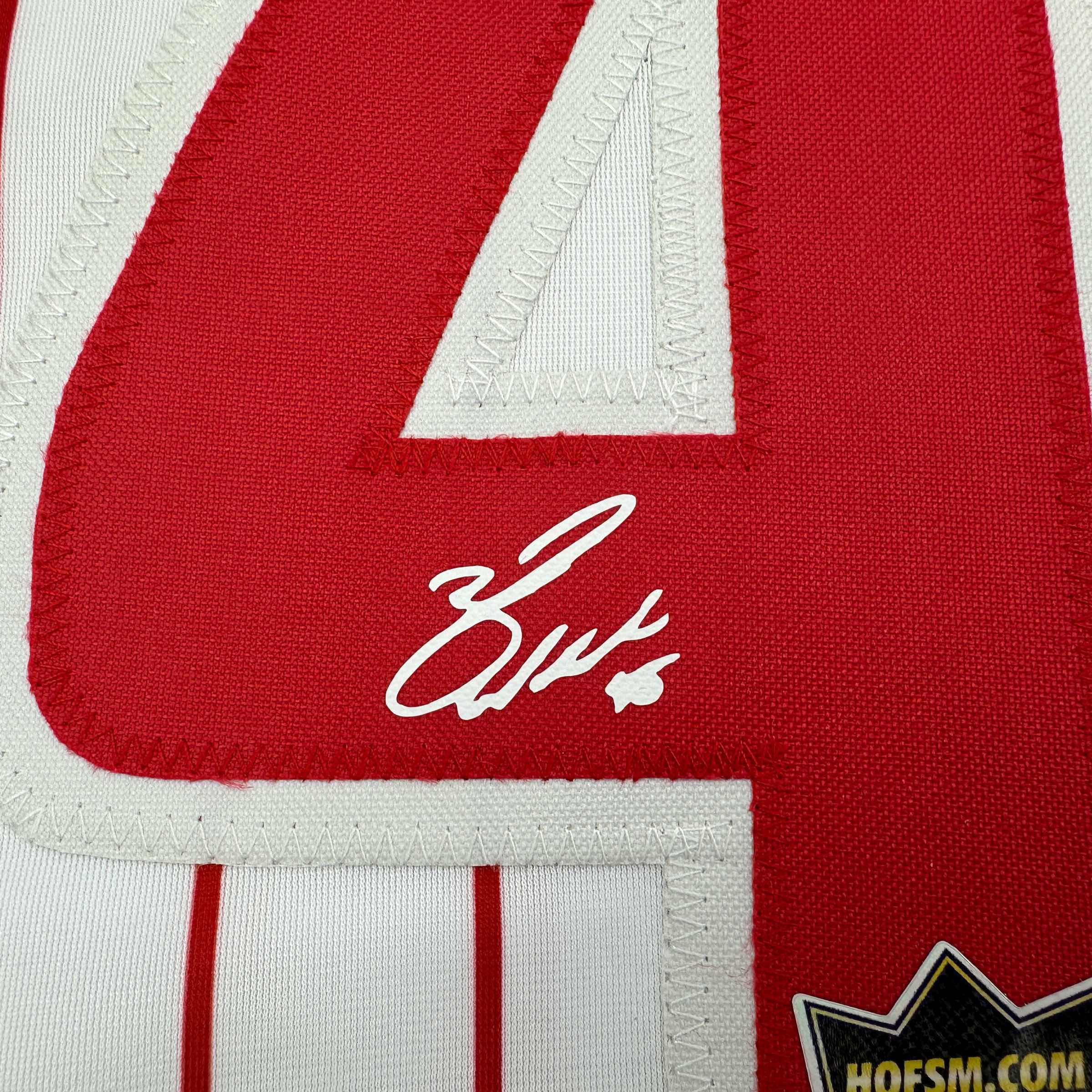 Framed Facsimile Autographed Zack Wheeler 35x39 Philadelphia Pinstripe Reprint Laser Auto Baseball Jersey